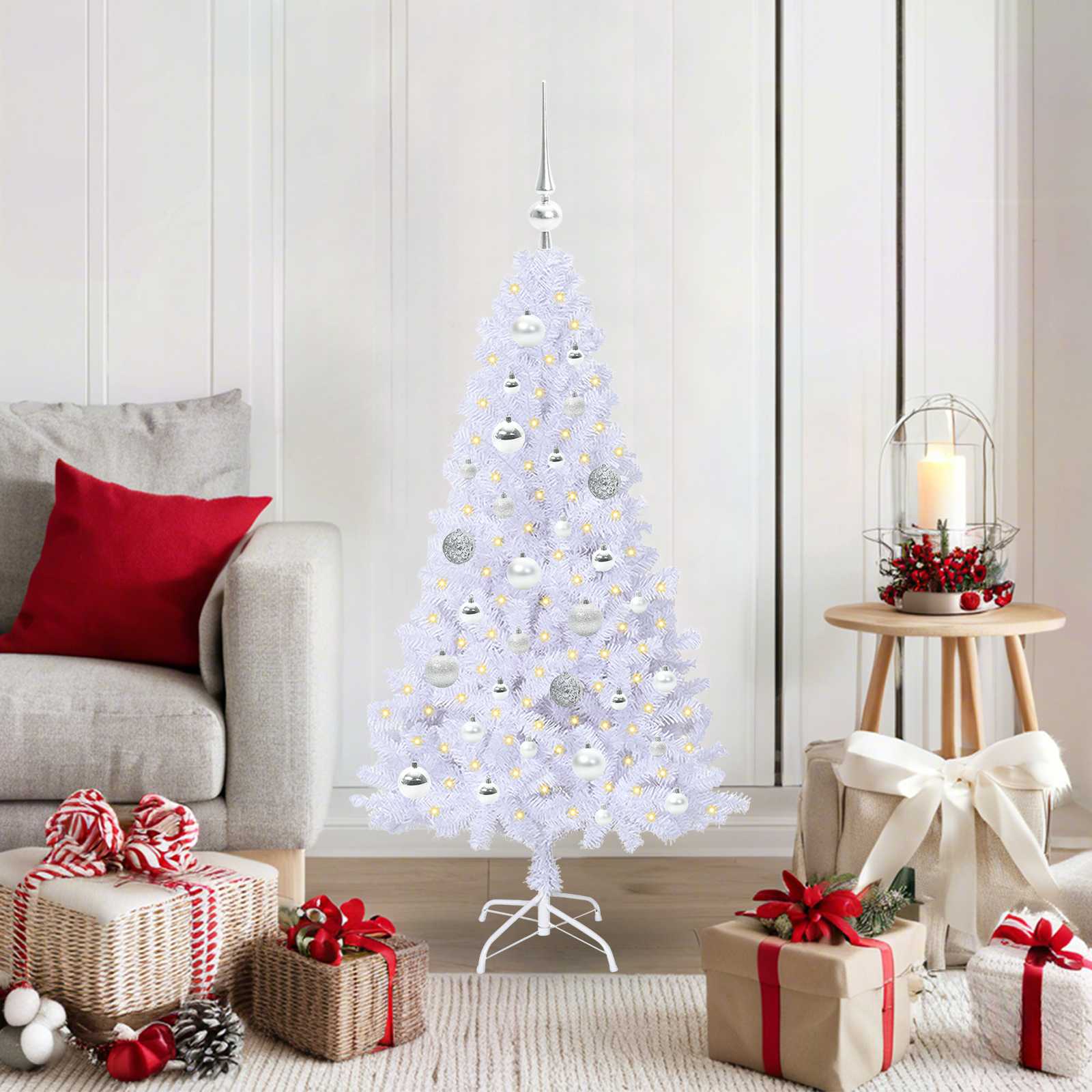 Kunstkerstboom met 150 LED Wit 120 cm PVC en staal is nu te koop bij PeponiXL, paradijselijk wonen!