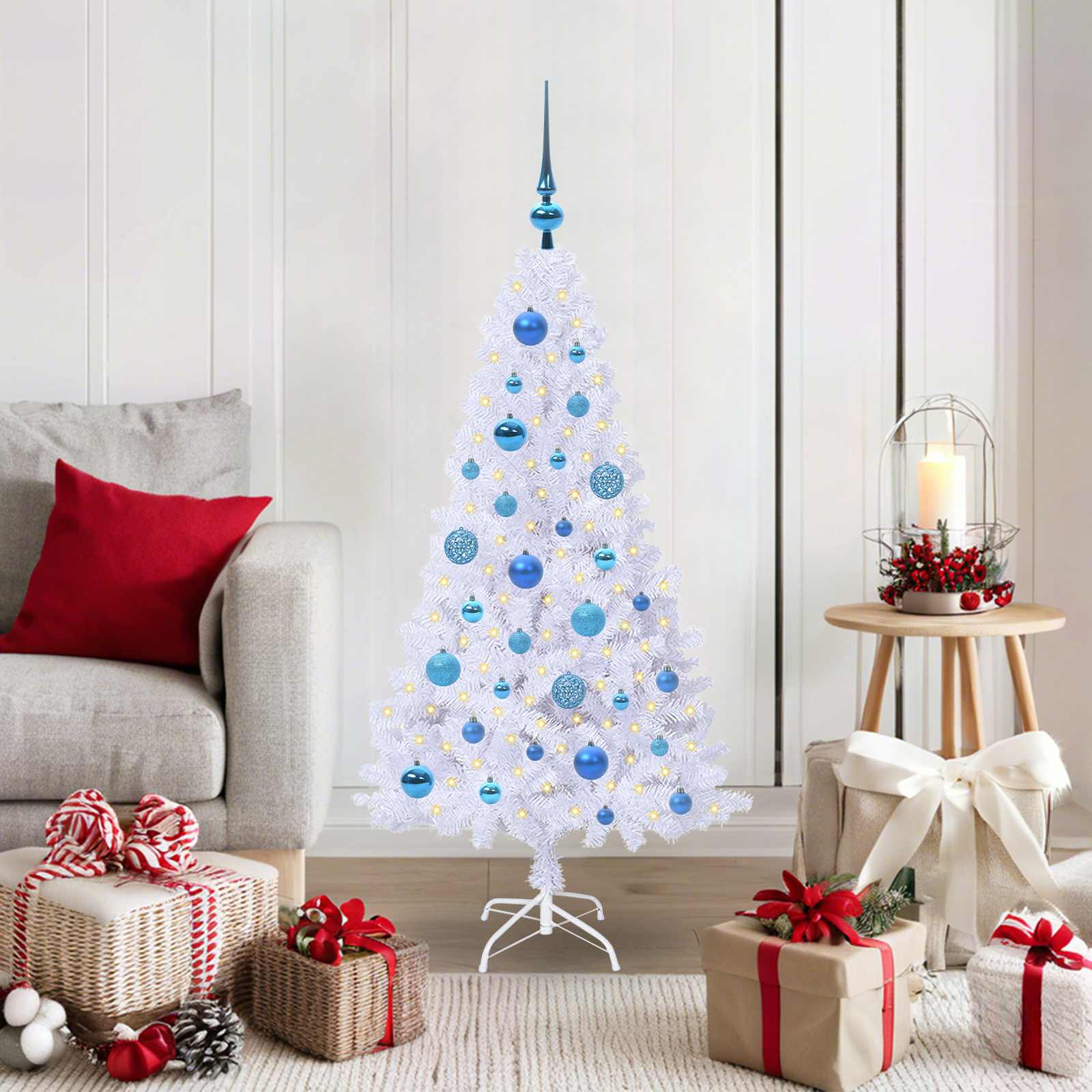 Kunstkerstboom met 150 LED Wit 120 cm PVC en staal is nu te koop bij PeponiXL, paradijselijk wonen!