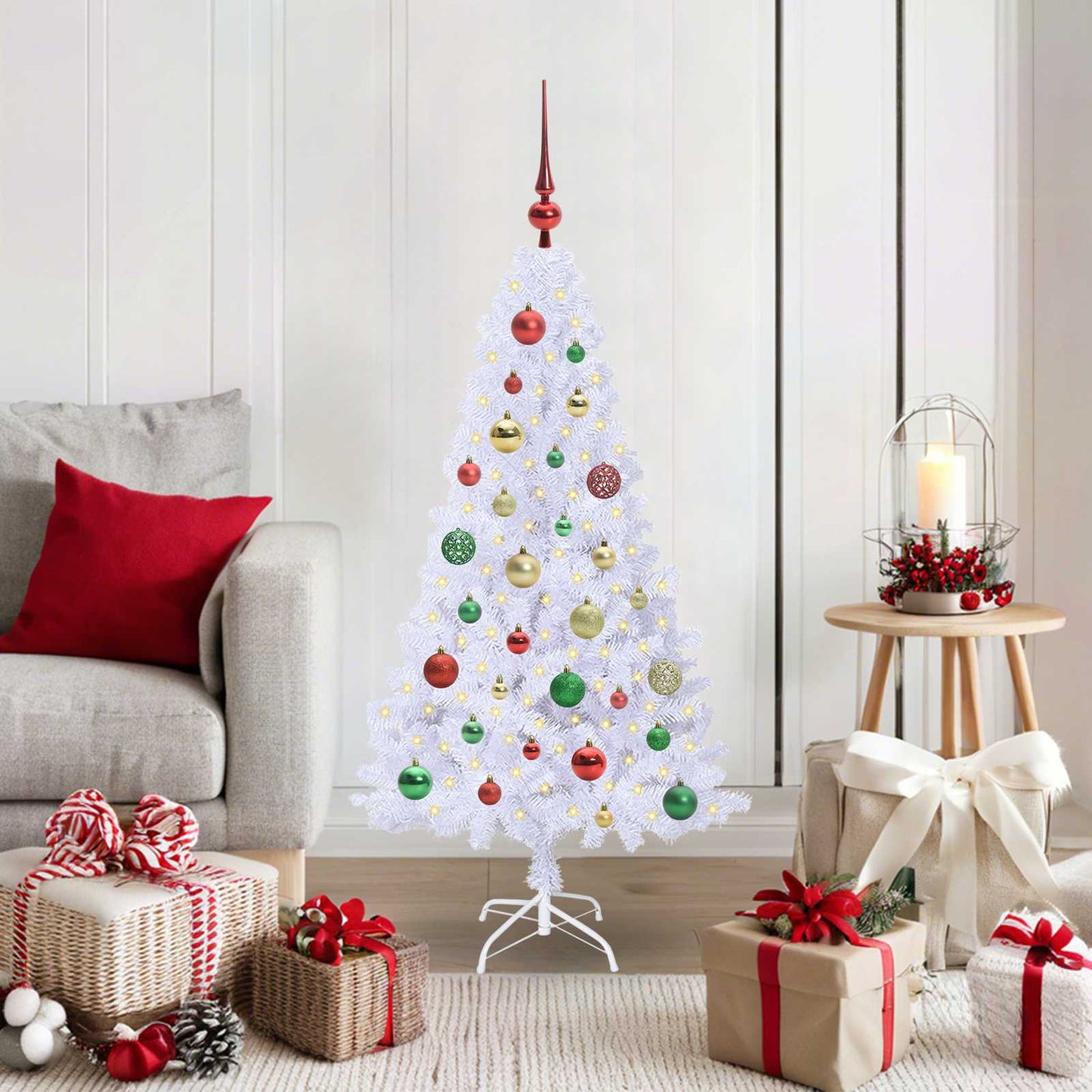 Kunstkerstboom met 150 LED Wit 120 cm PVC en staal is nu te koop bij PeponiXL, paradijselijk wonen!