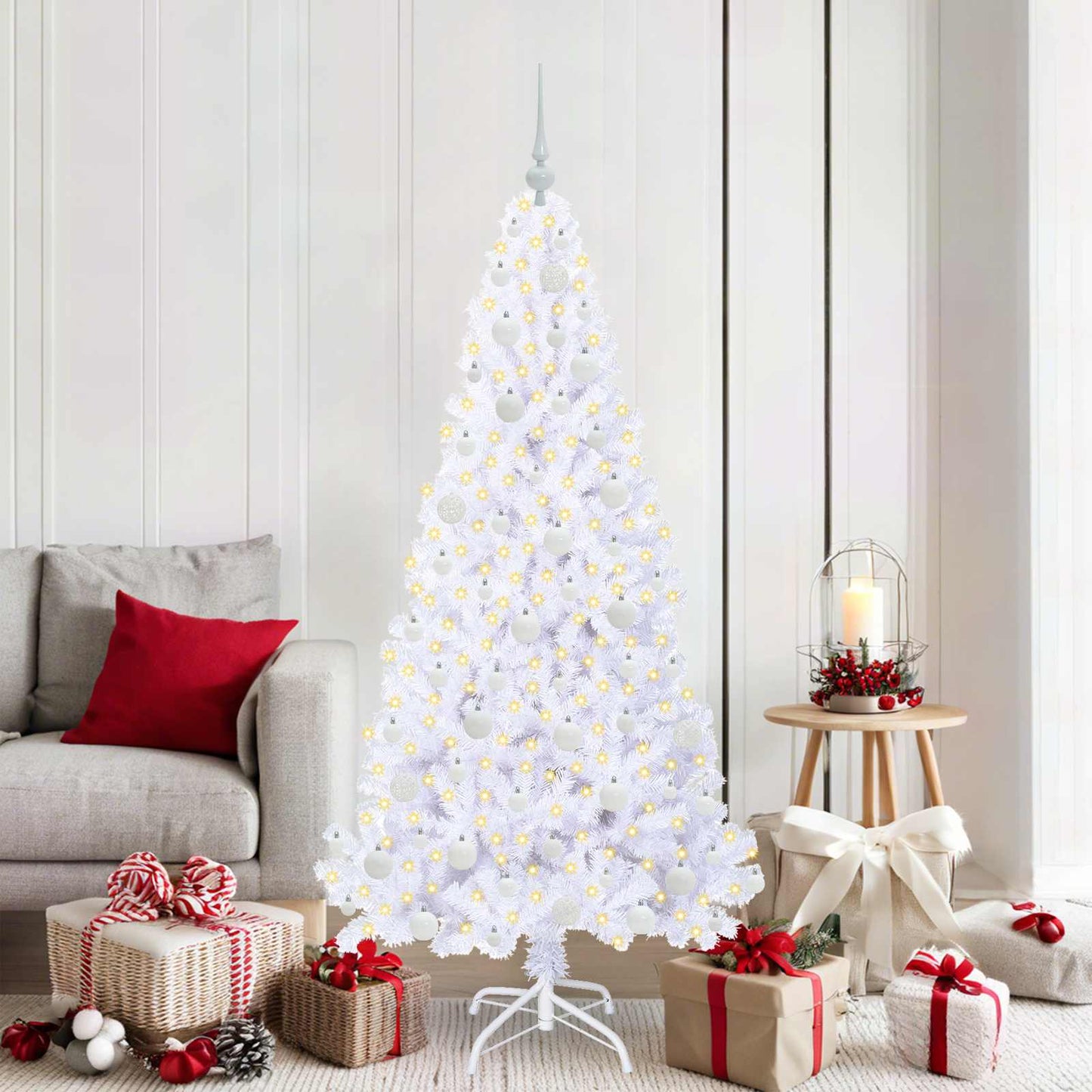 Kunstkerstboom met 300 LED Wit 180 cm PVC en staal is nu te koop bij PeponiXL, paradijselijk wonen!