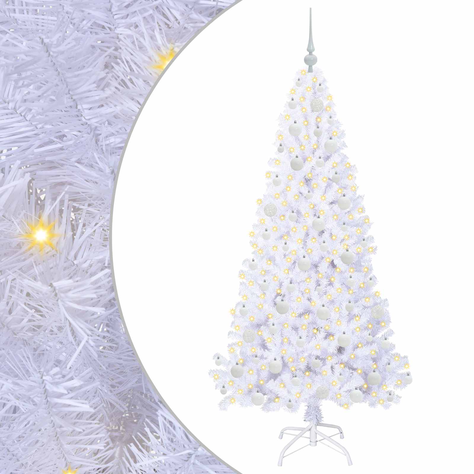 Kunstkerstboom met 300 LED Wit 180 cm PVC en staal is nu te koop bij PeponiXL, paradijselijk wonen!