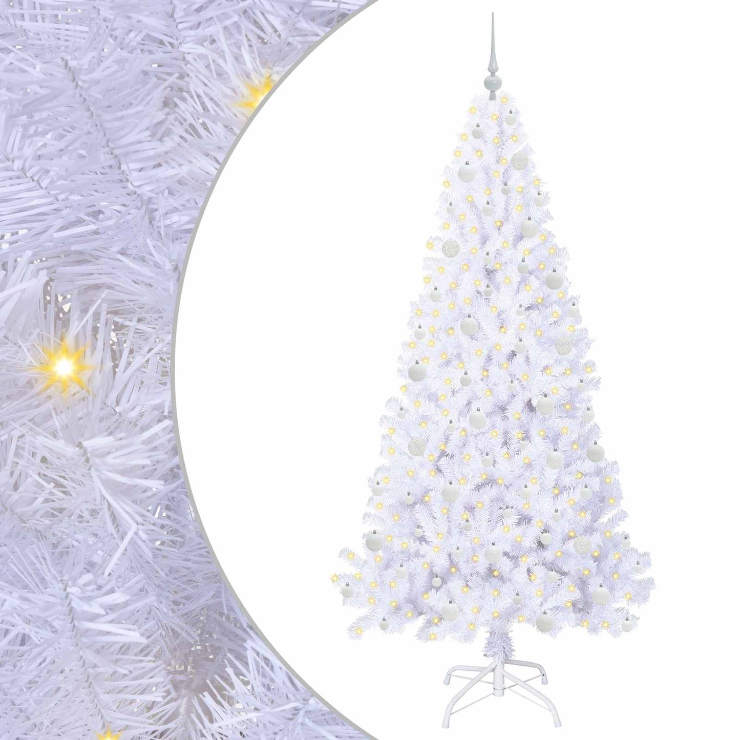 Kunstkerstboom met 300 LED Wit 210 cm PVC en staal is nu te koop bij PeponiXL, paradijselijk wonen!