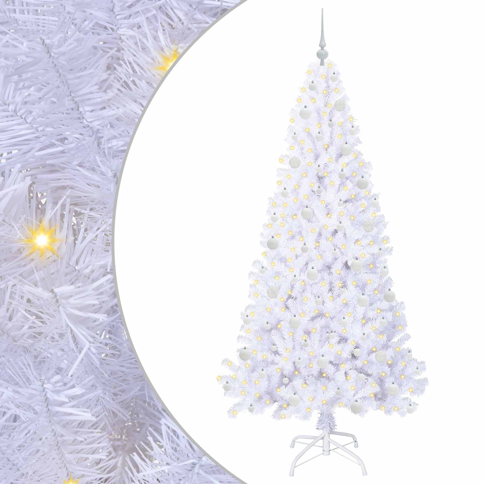 Kunstkerstboom met 300 LED Wit 210 cm PVC en staal is nu te koop bij PeponiXL, paradijselijk wonen!