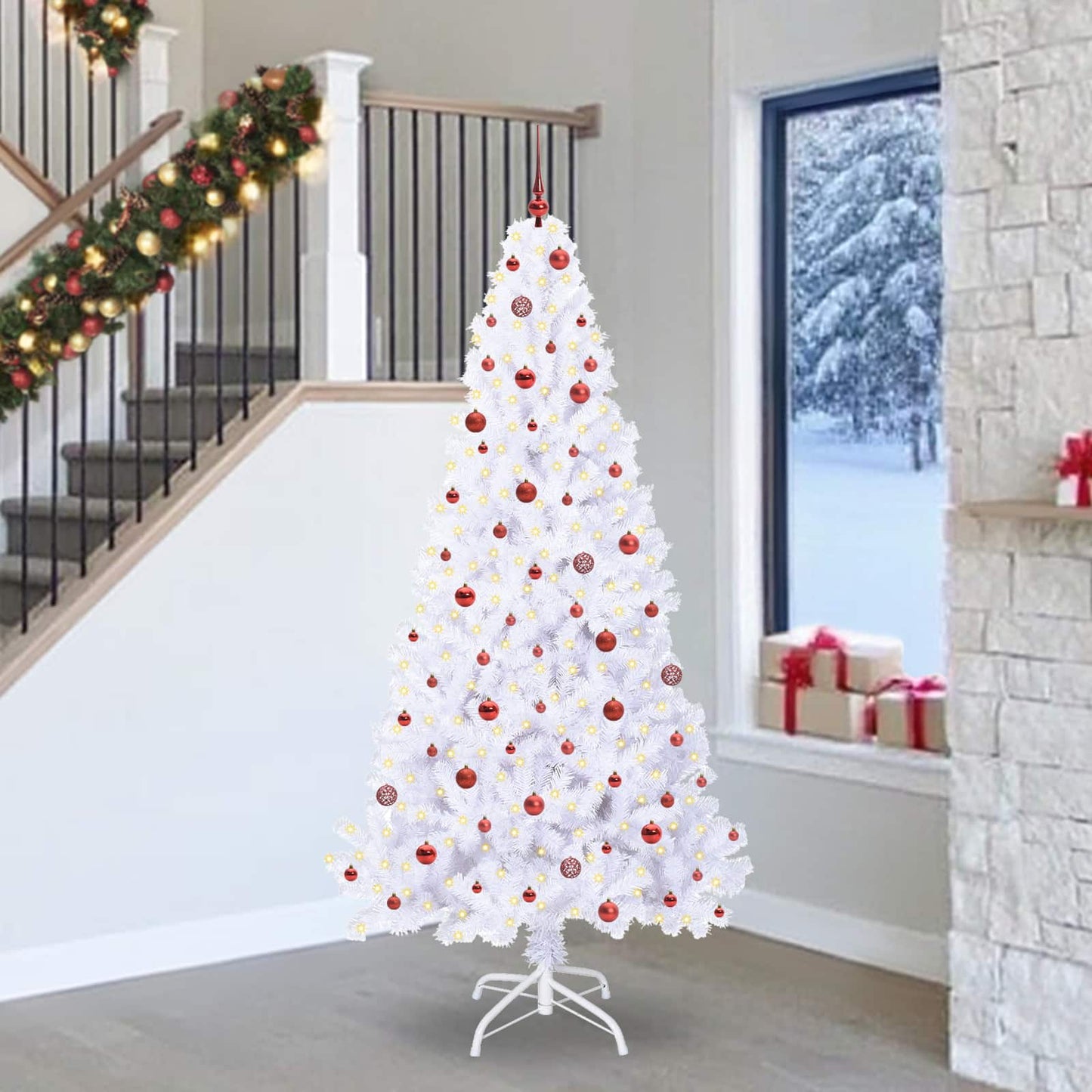 Kunstkerstboom met 300 LED Wit 240 cm PVC en staal is nu te koop bij PeponiXL, paradijselijk wonen!