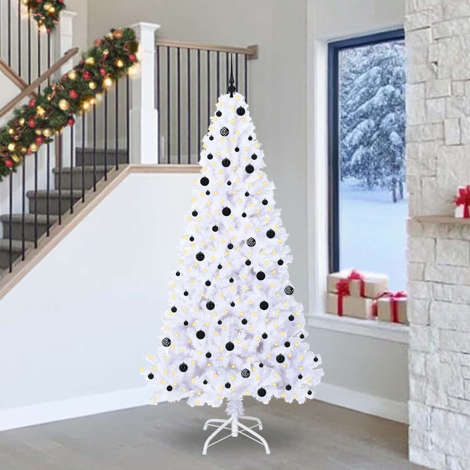Kunstkerstboom met 300 LED Wit 240 cm PVC en staal is nu te koop bij PeponiXL, paradijselijk wonen!