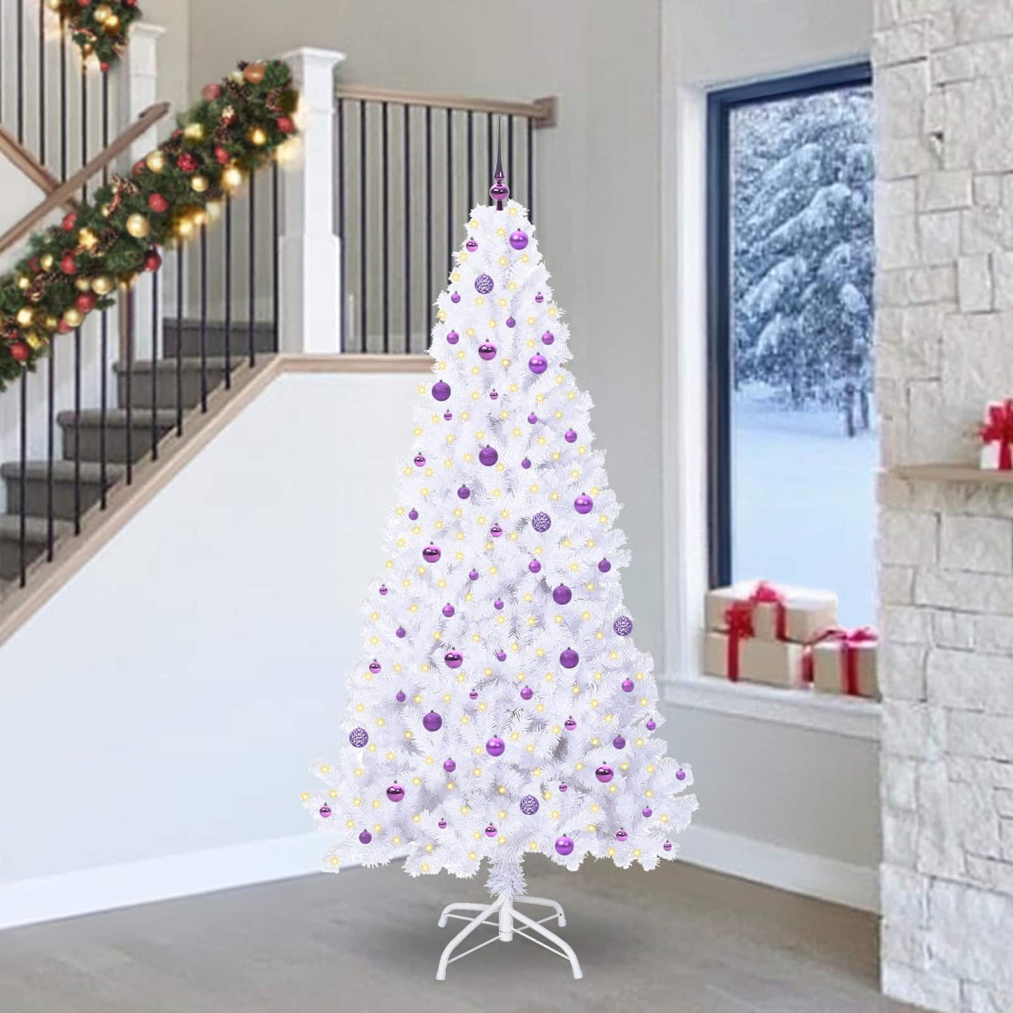 Kunstkerstboom met 300 LED Wit 240 cm PVC en staal is nu te koop bij PeponiXL, paradijselijk wonen!