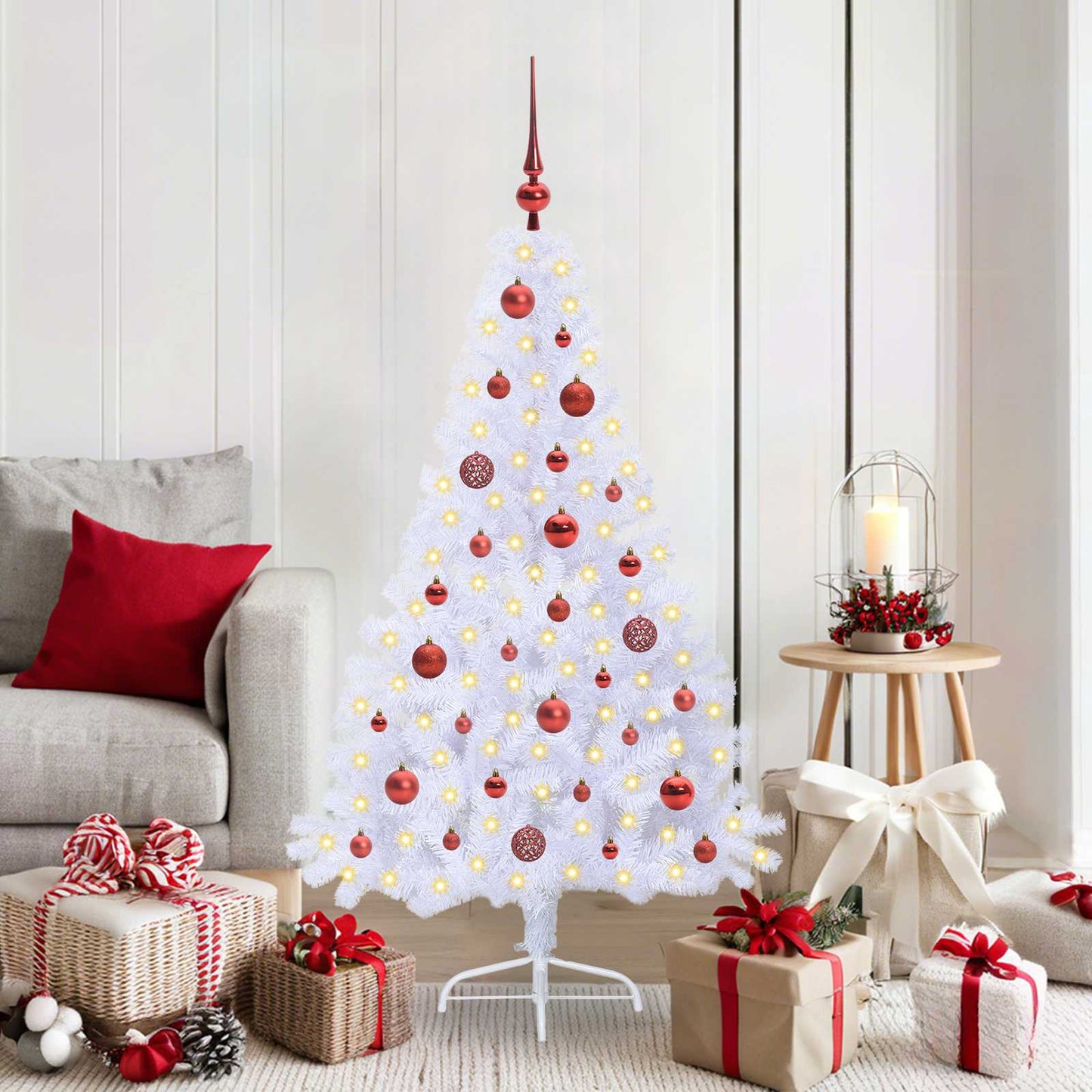 Kunstkerstboom met 150 LED Wit 150 cm PVC en staal is nu te koop bij PeponiXL, paradijselijk wonen!