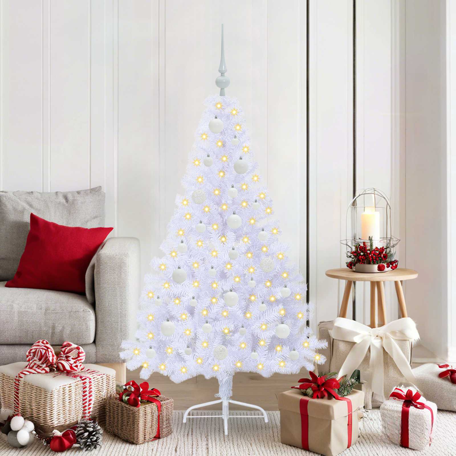 Kunstkerstboom met 150 LED Wit 150 cm PVC en staal is nu te koop bij PeponiXL, paradijselijk wonen!