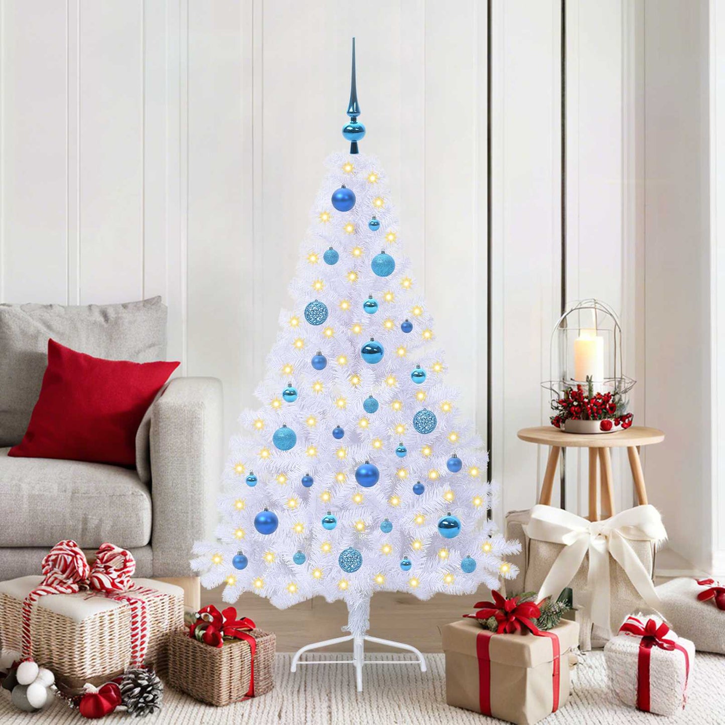 Kunstkerstboom met 150 LED Wit 150 cm PVC en staal is nu te koop bij PeponiXL, paradijselijk wonen!