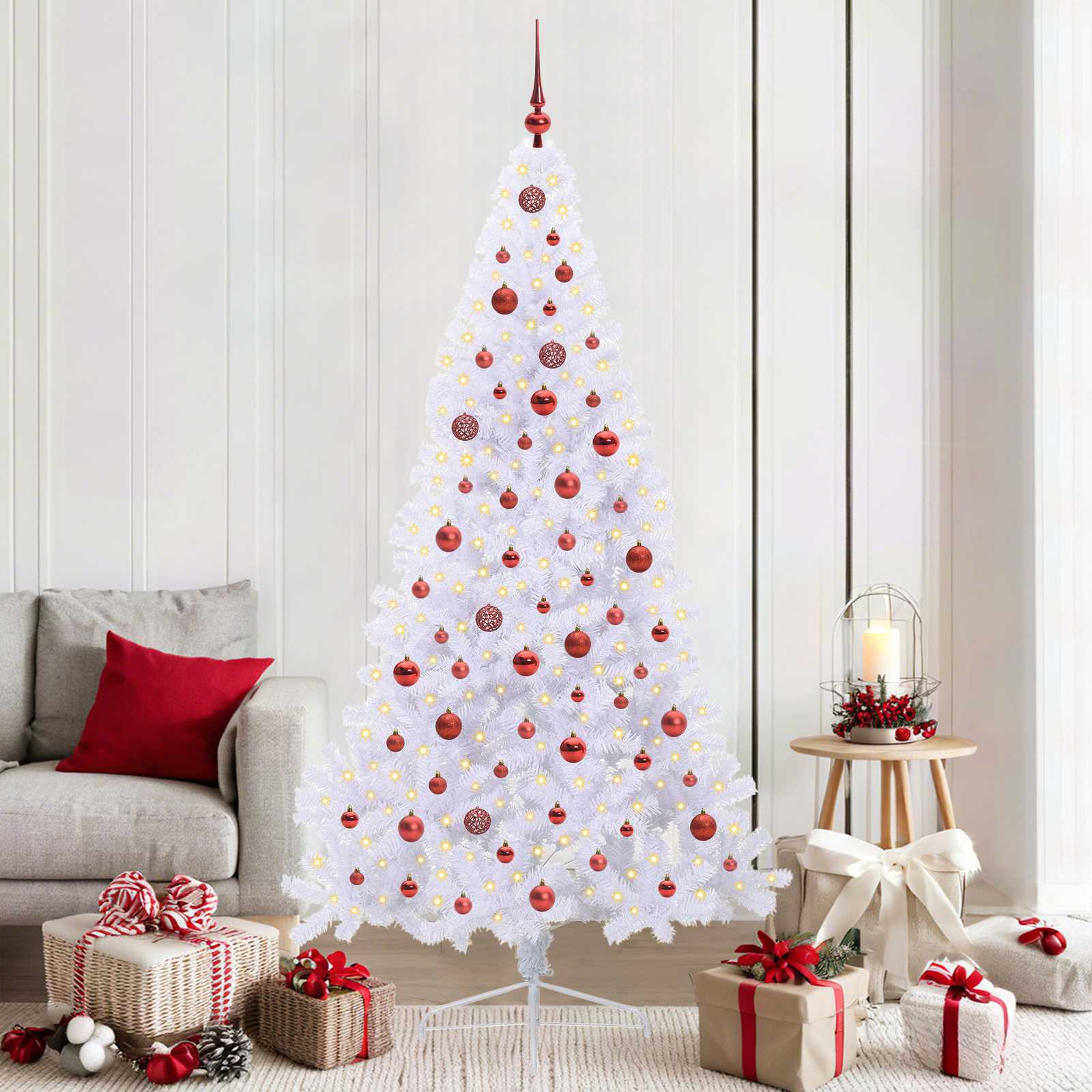 Kunstkerstboom met 300 LED Wit 210 cm PVC en staal is nu te koop bij PeponiXL, paradijselijk wonen!