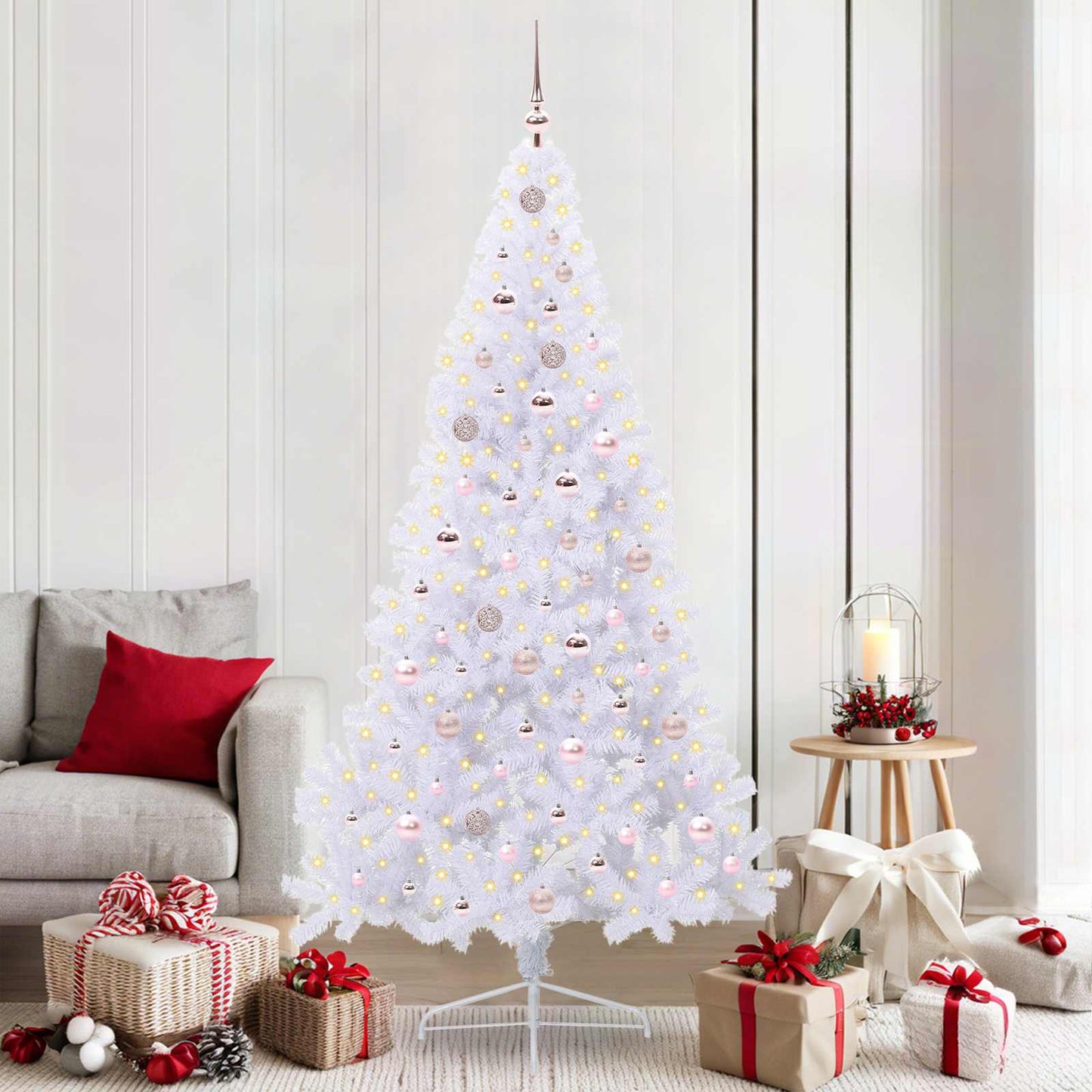 Kunstkerstboom met 300 LED Wit 210 cm PVC en staal is nu te koop bij PeponiXL, paradijselijk wonen!
