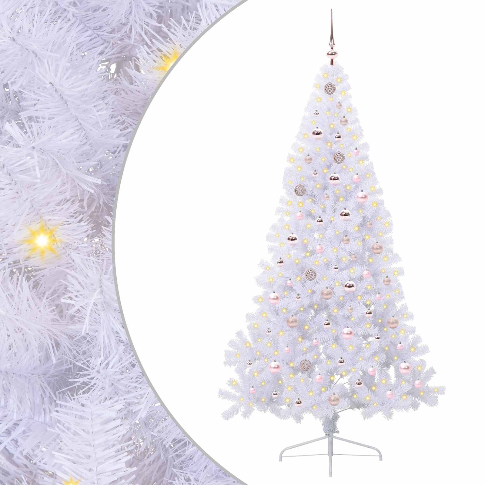 Kunstkerstboom met 300 LED Wit 210 cm PVC en staal is nu te koop bij PeponiXL, paradijselijk wonen!