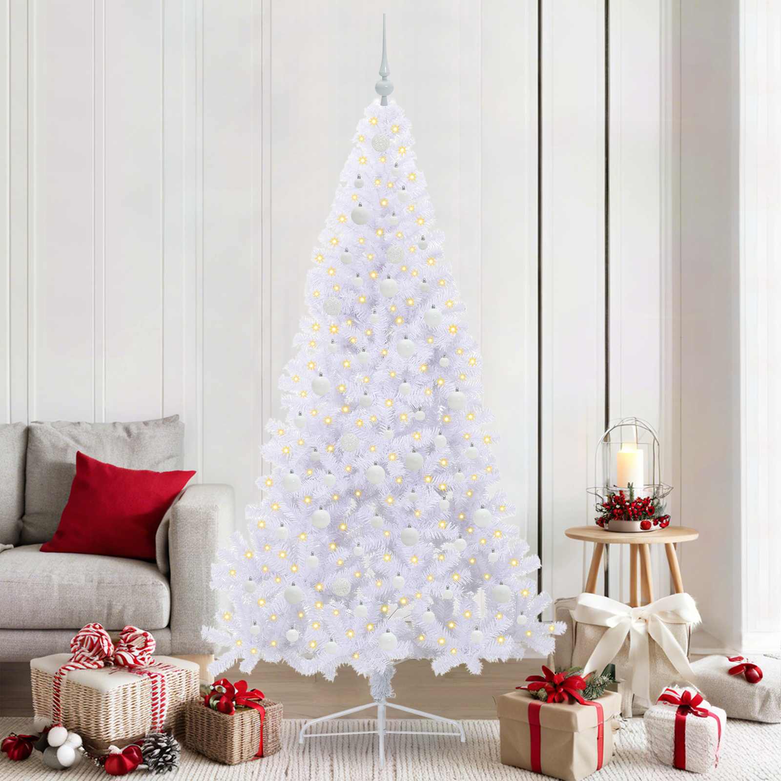 Kunstkerstboom met 300 LED Wit 210 cm PVC en staal is nu te koop bij PeponiXL, paradijselijk wonen!