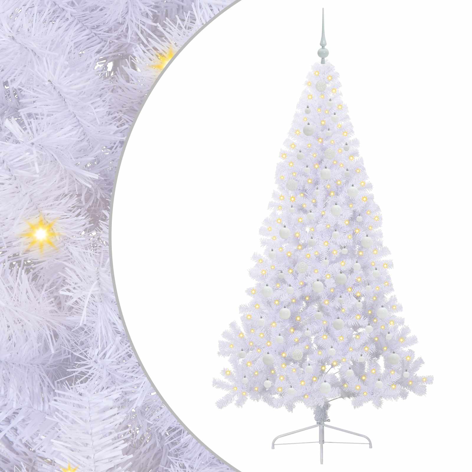 Kunstkerstboom met 300 LED Wit 210 cm PVC en staal is nu te koop bij PeponiXL, paradijselijk wonen!