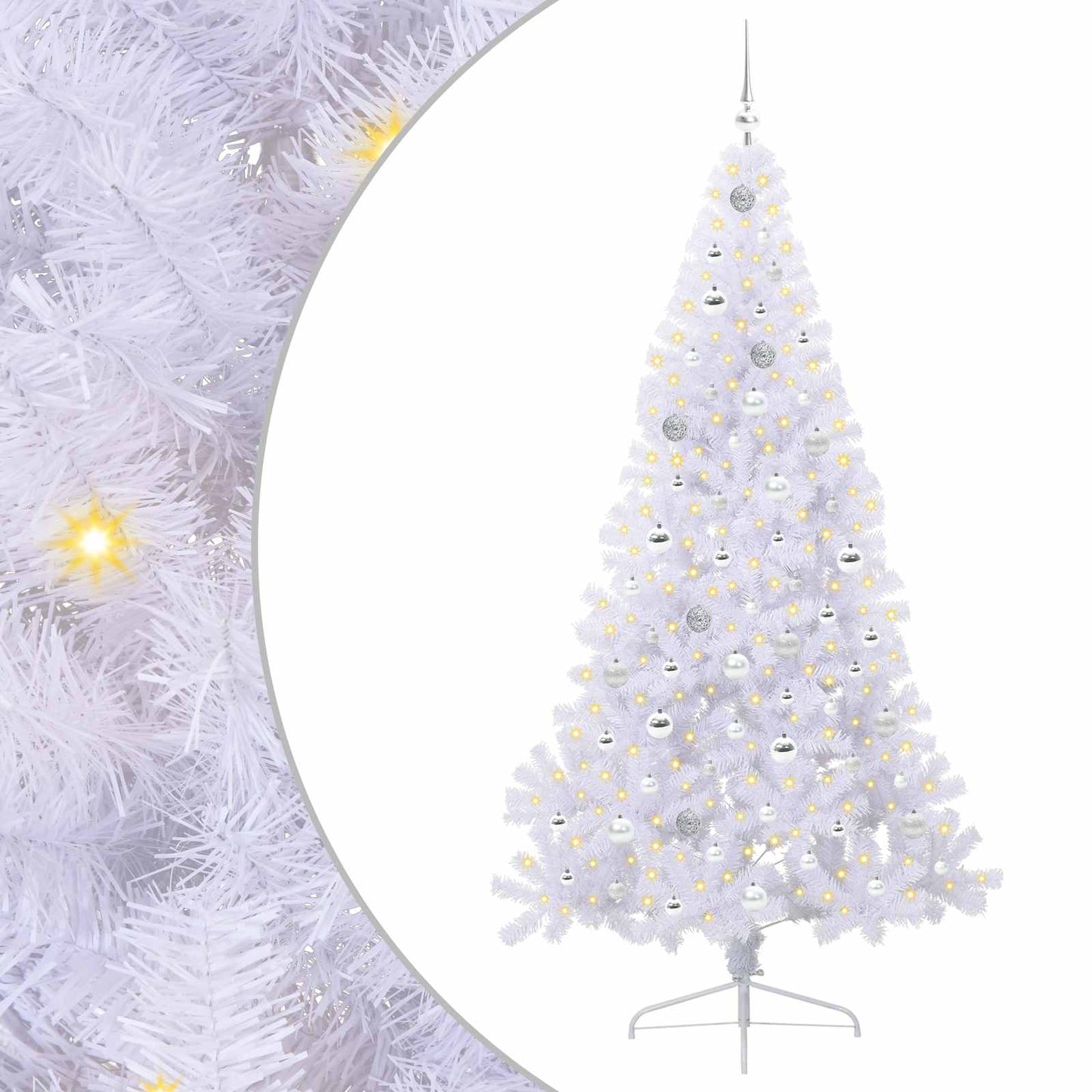 Kunstkerstboom met 300 LED Wit 210 cm PVC en staal is nu te koop bij PeponiXL, paradijselijk wonen!