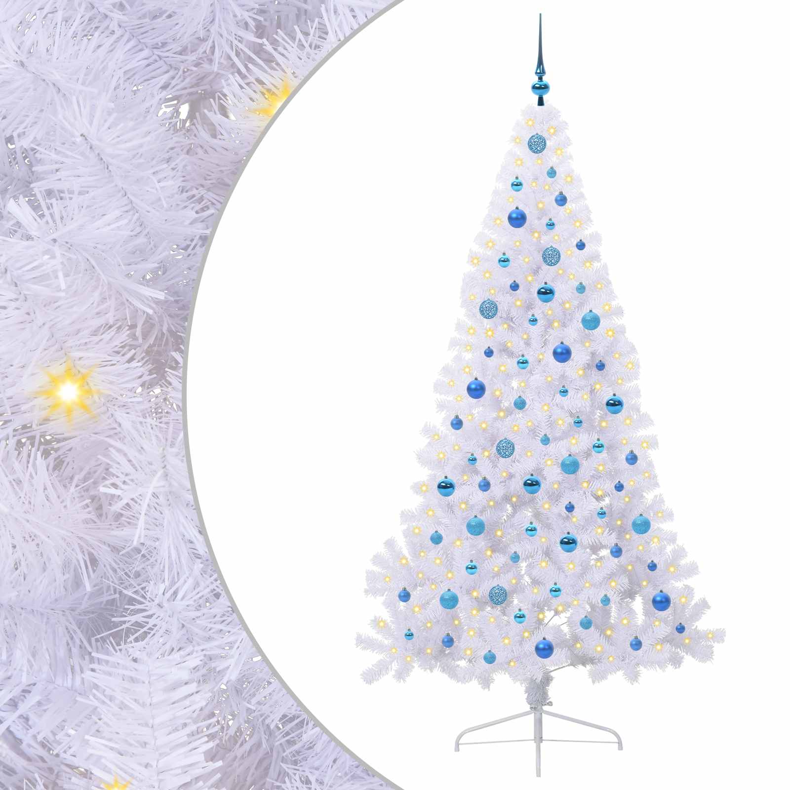Kunstkerstboom met 300 LED Wit 210 cm PVC en staal is nu te koop bij PeponiXL, paradijselijk wonen!