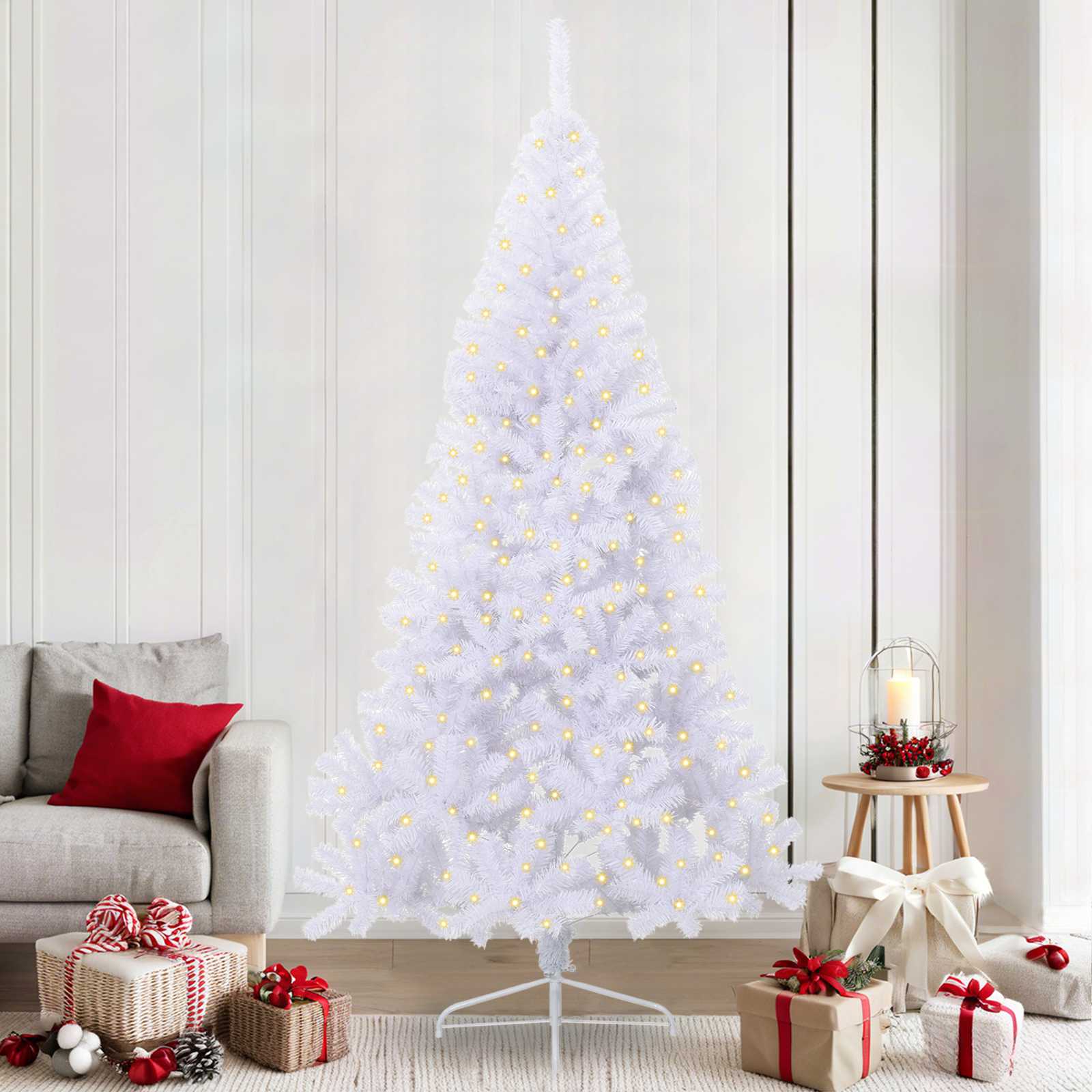 Kunstkerstboom met 300 LED Wit 240 cm PVC en staal is nu te koop bij PeponiXL, paradijselijk wonen!