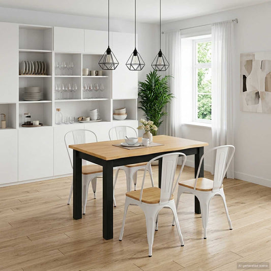 Eettafel EKAI Zwart 112 x 70 x 76,5 cm Massief grenenhout is nu te koop bij PeponiXL, paradijselijk wonen!