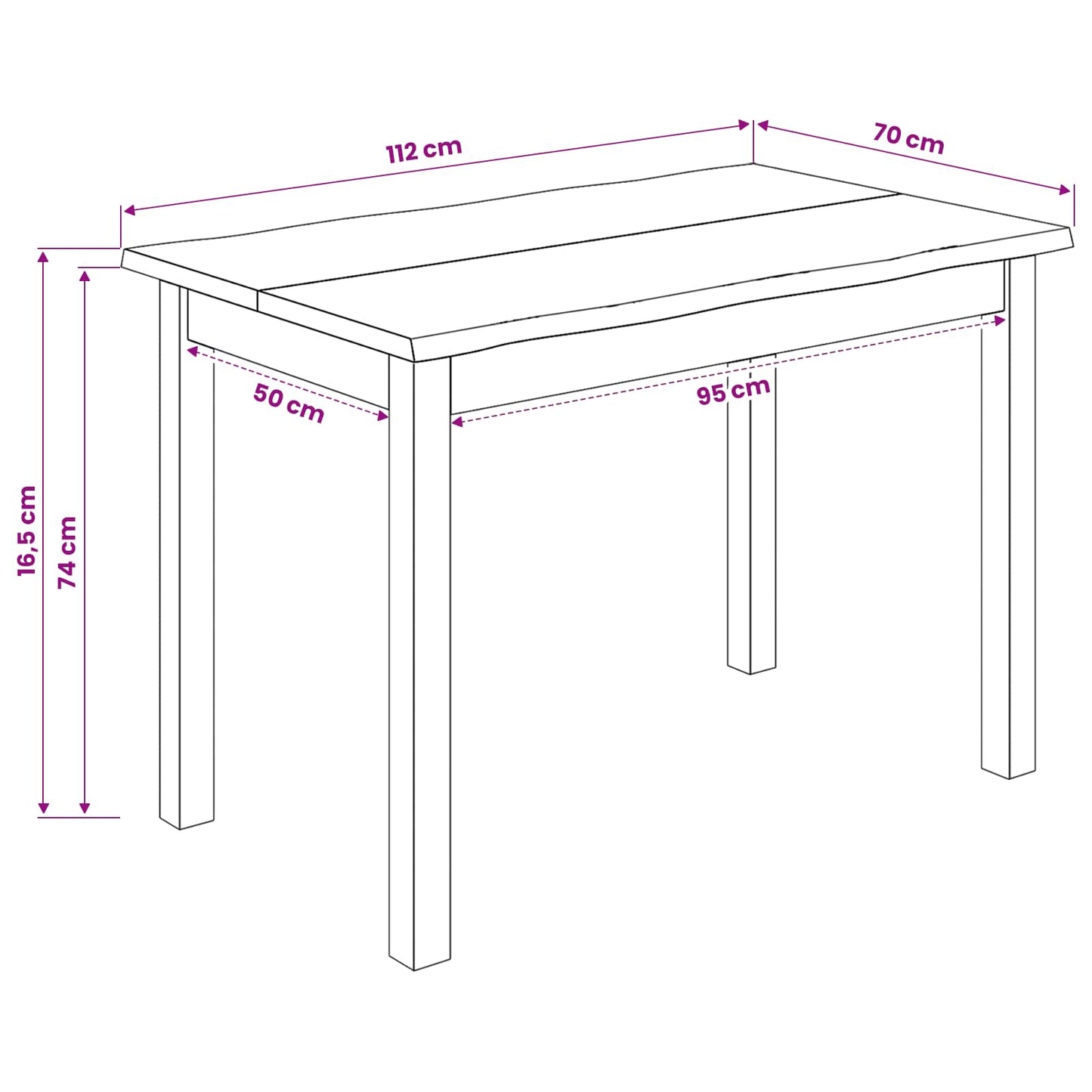 Eettafel EKAI Zwart 112 x 70 x 76,5 cm Massief grenenhout is nu te koop bij PeponiXL, paradijselijk wonen!