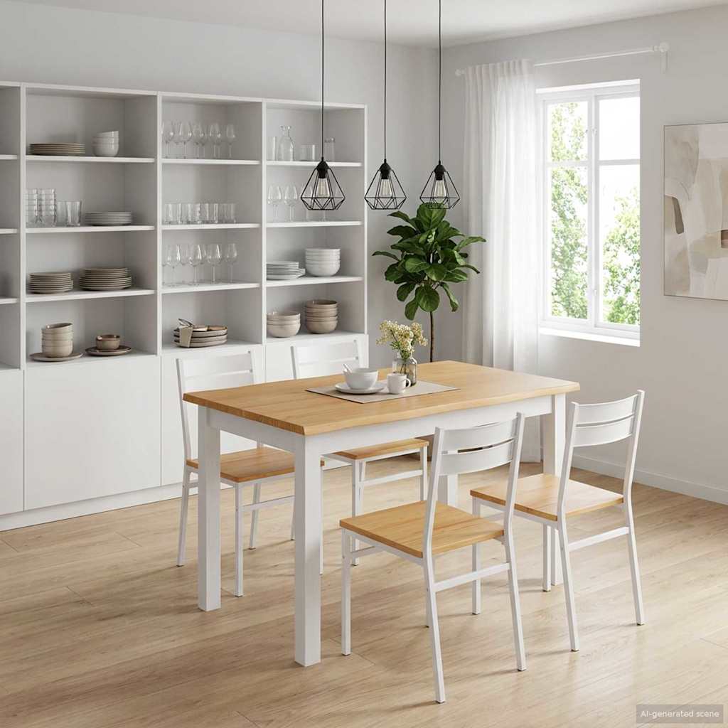 Eettafel EKAI Wit 112 x 70 x 76,5 cm Massief grenenhout is nu te koop bij PeponiXL, paradijselijk wonen!
