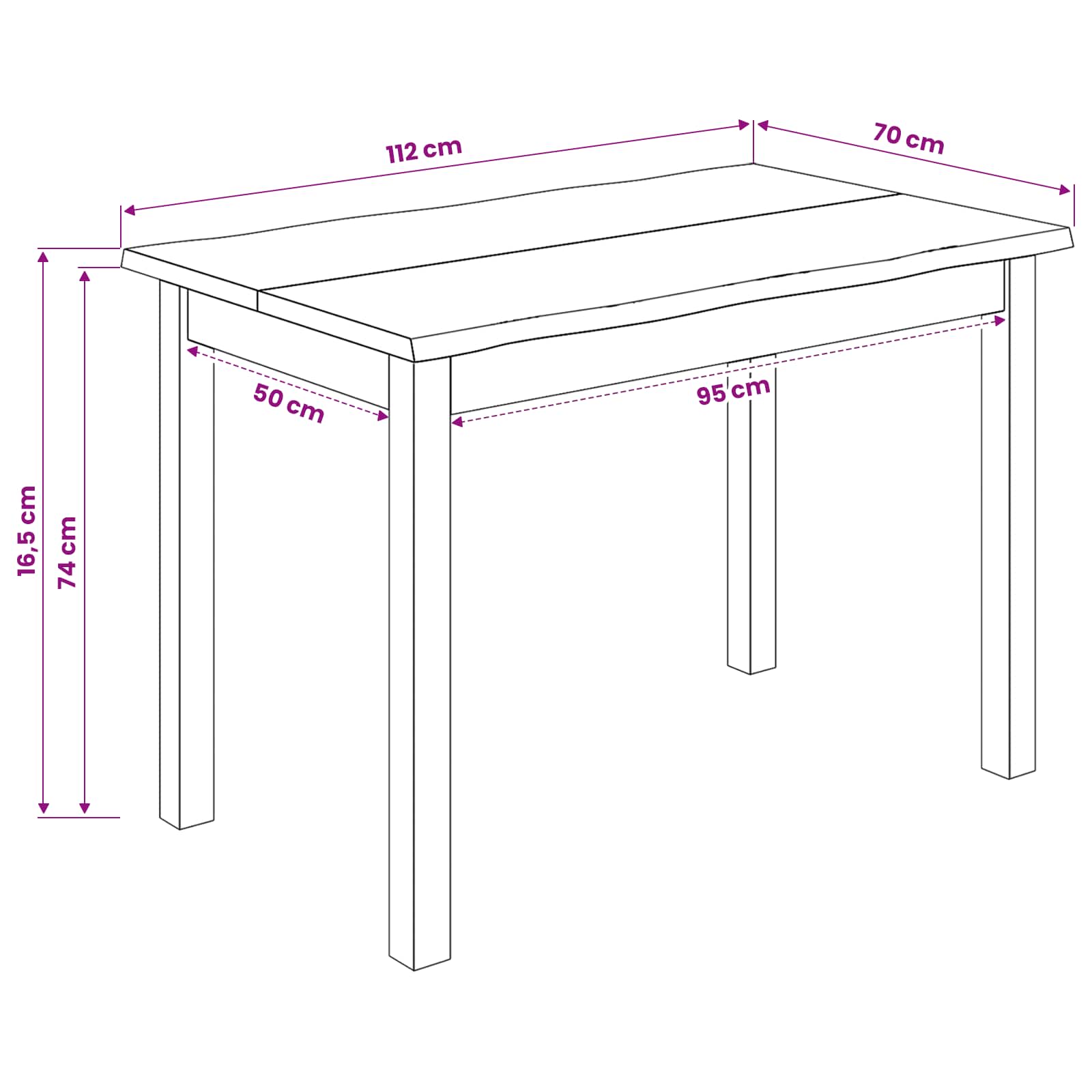 Eettafel EKAI Wit 112 x 70 x 76,5 cm Massief grenenhout is nu te koop bij PeponiXL, paradijselijk wonen!