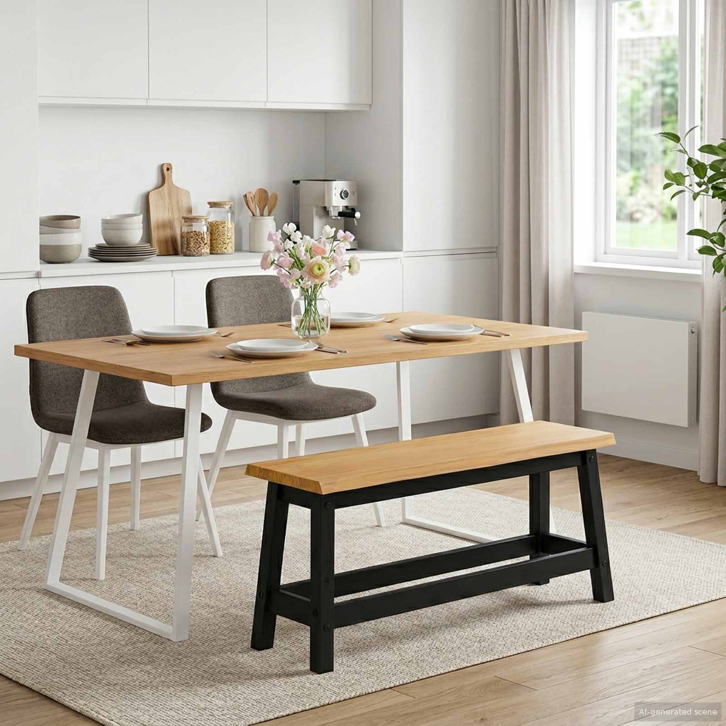 Eetbank EKAI Zwart 91,5 x 29 x 45,5 cm Massief grenenhout is nu te koop bij PeponiXL, paradijselijk wonen!
