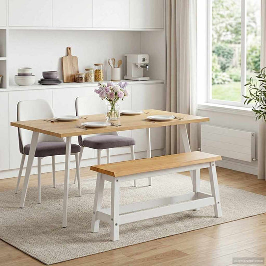 Eetbank EKAI Wit 91,5 x 29 x 45,5 cm Massief grenenhout is nu te koop bij PeponiXL, paradijselijk wonen!