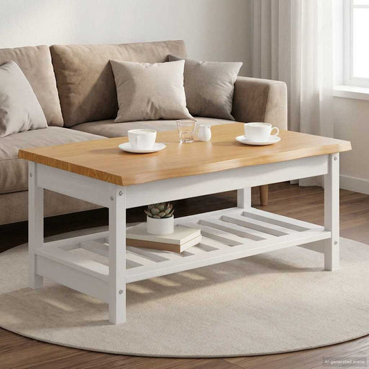 Salontafel EKAI Wit 100 x 60 x 45,5 cm Massief grenenhout is nu te koop bij PeponiXL, paradijselijk wonen!
