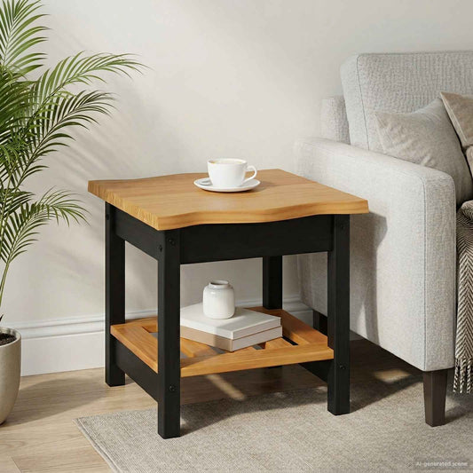 Bijzettafel EKAI Zwart 50 x 50 x 45,5 cm Massief grenenhout is nu te koop bij PeponiXL, paradijselijk wonen!