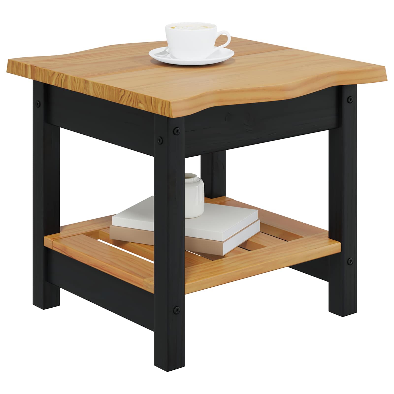 Bijzettafel EKAI Zwart 50 x 50 x 45,5 cm Massief grenenhout is nu te koop bij PeponiXL, paradijselijk wonen!