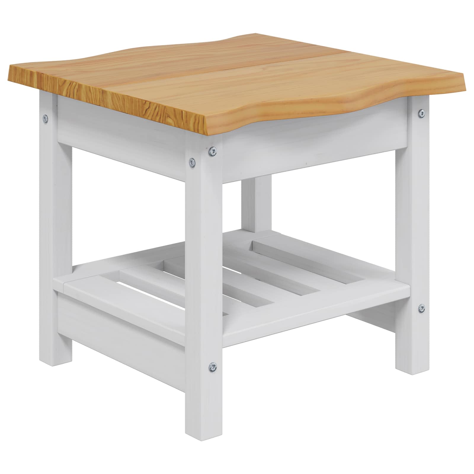 Bijzettafel EKAI Wit 50 x 50 x 45,5 cm Massief grenenhout is nu te koop bij PeponiXL, paradijselijk wonen!