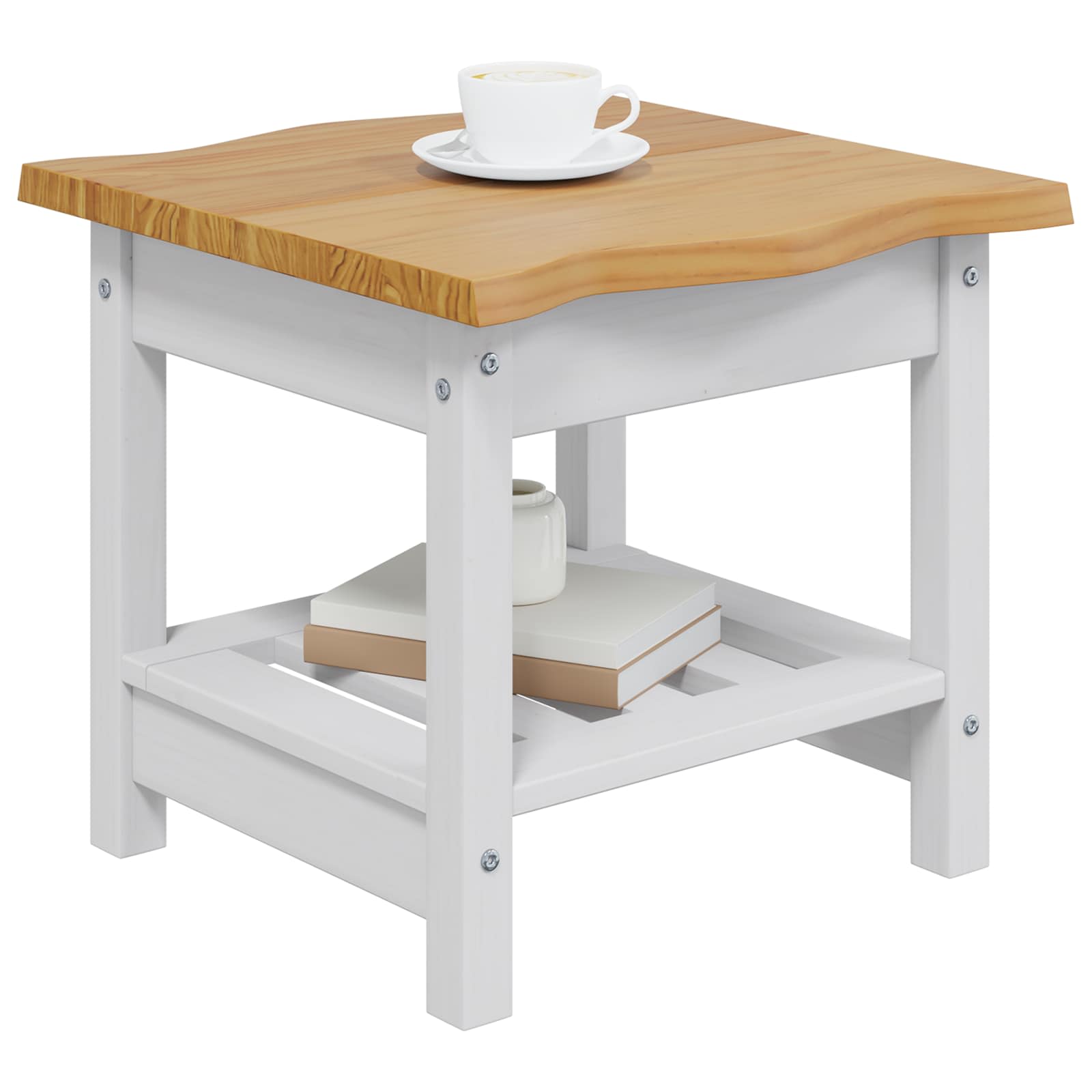 Bijzettafel EKAI Wit 50 x 50 x 45,5 cm Massief grenenhout is nu te koop bij PeponiXL, paradijselijk wonen!