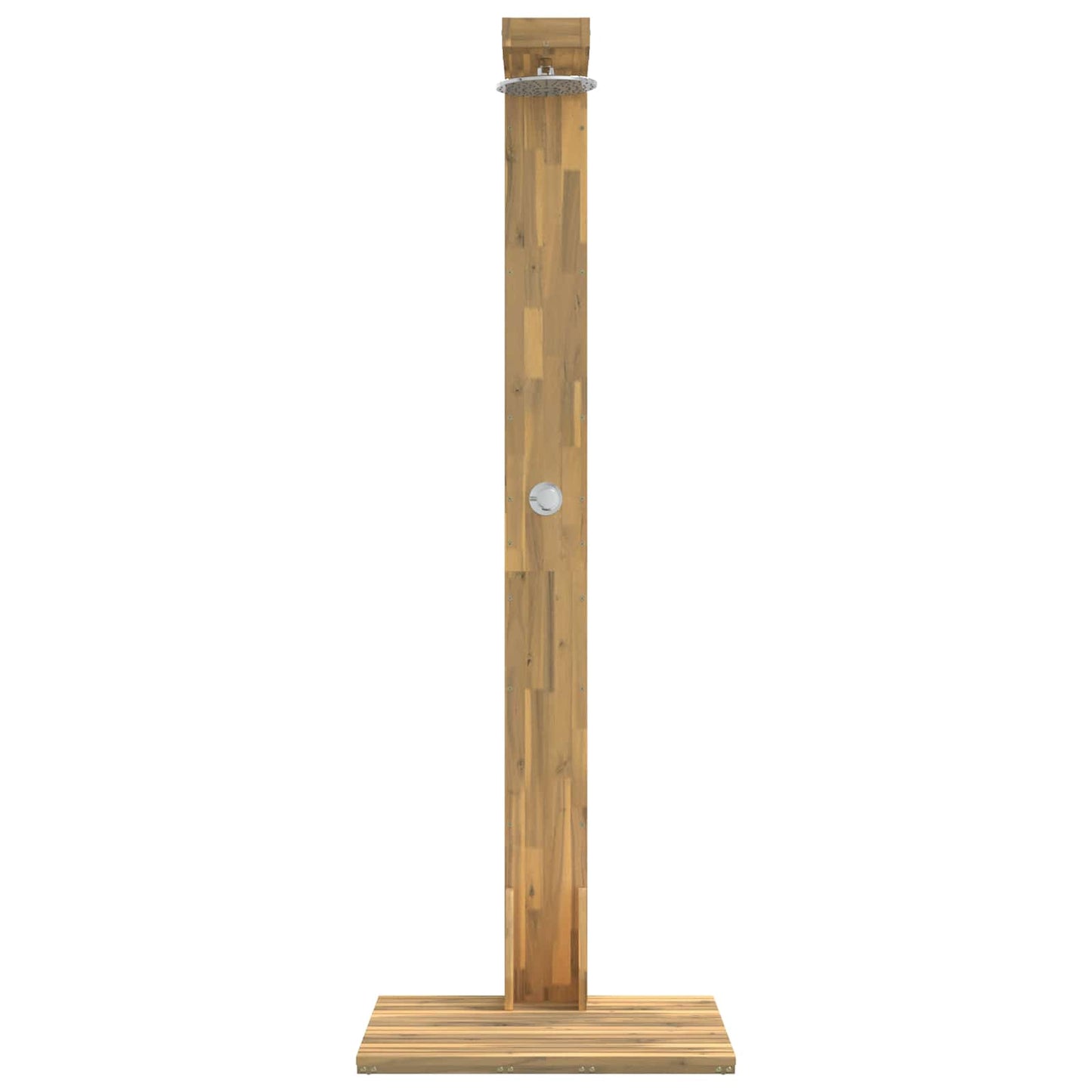 Buitendouche 210,5 cm Massief acaciahout en roestvrij staal Wit