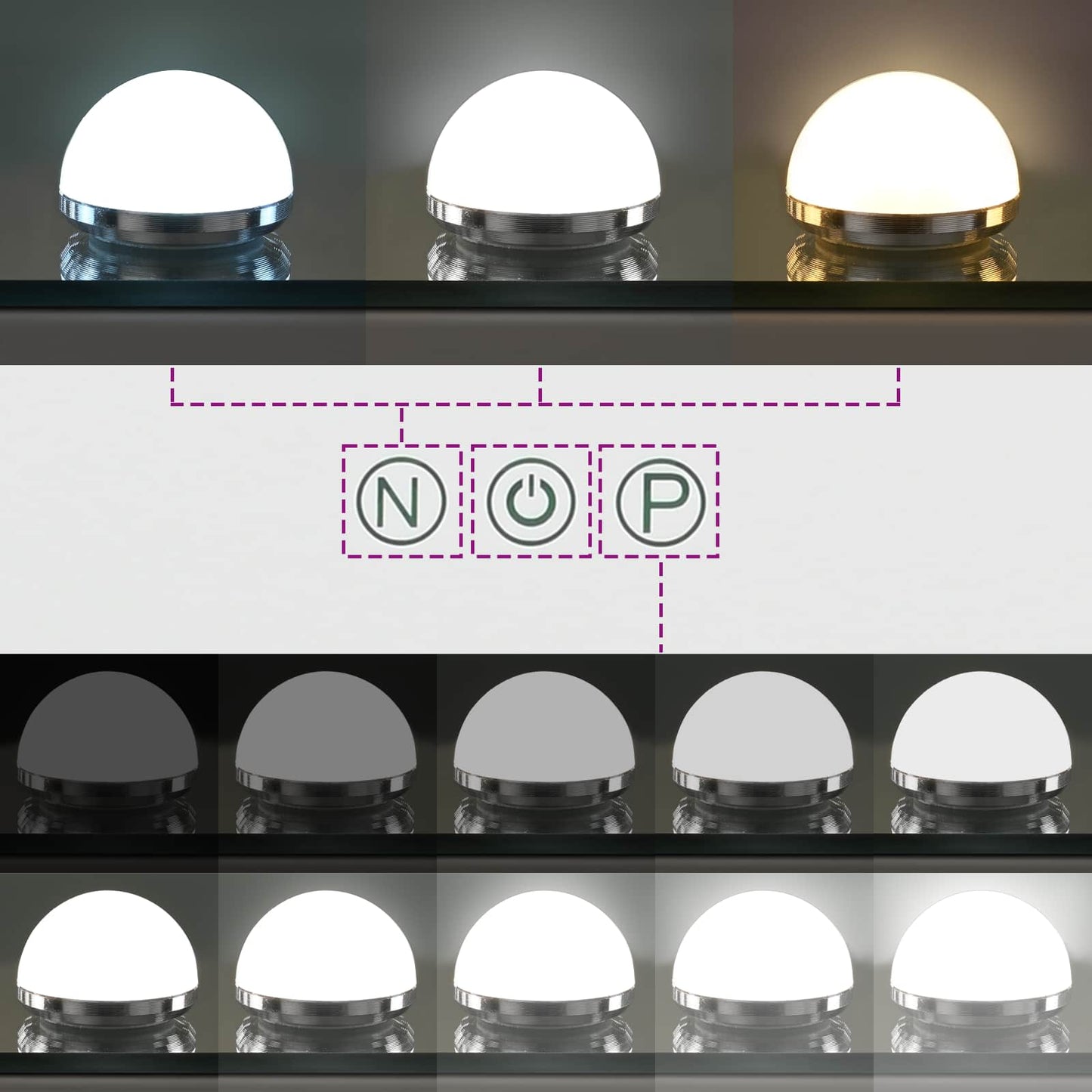 LED Make-up Spiegel Wit 44 x 10 x 53 cm Glas en Staal is nu te koop bij PeponiXL, paradijselijk wonen!