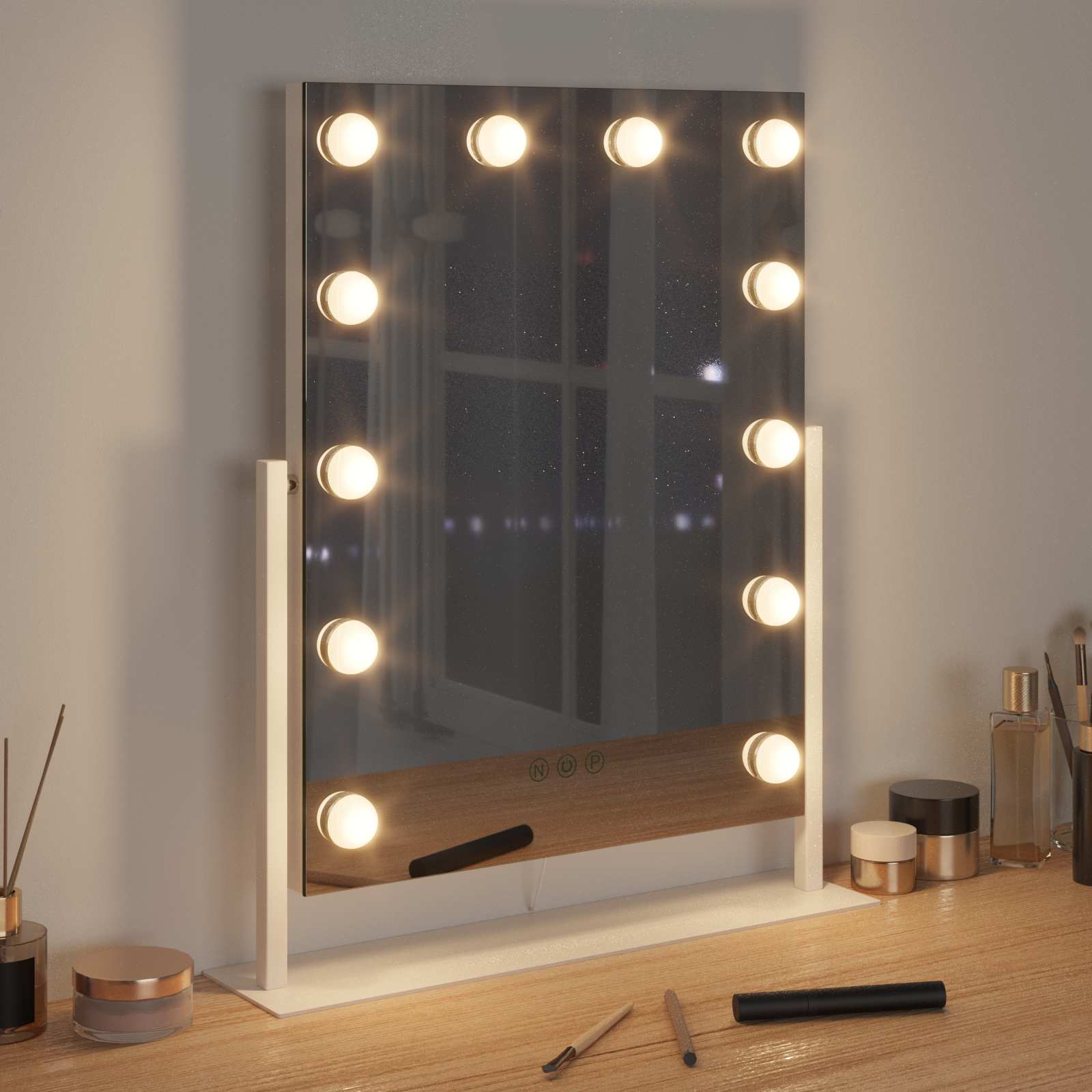LED Make-up Spiegel Wit 44 x 10 x 53 cm Glas en Staal is nu te koop bij PeponiXL, paradijselijk wonen!