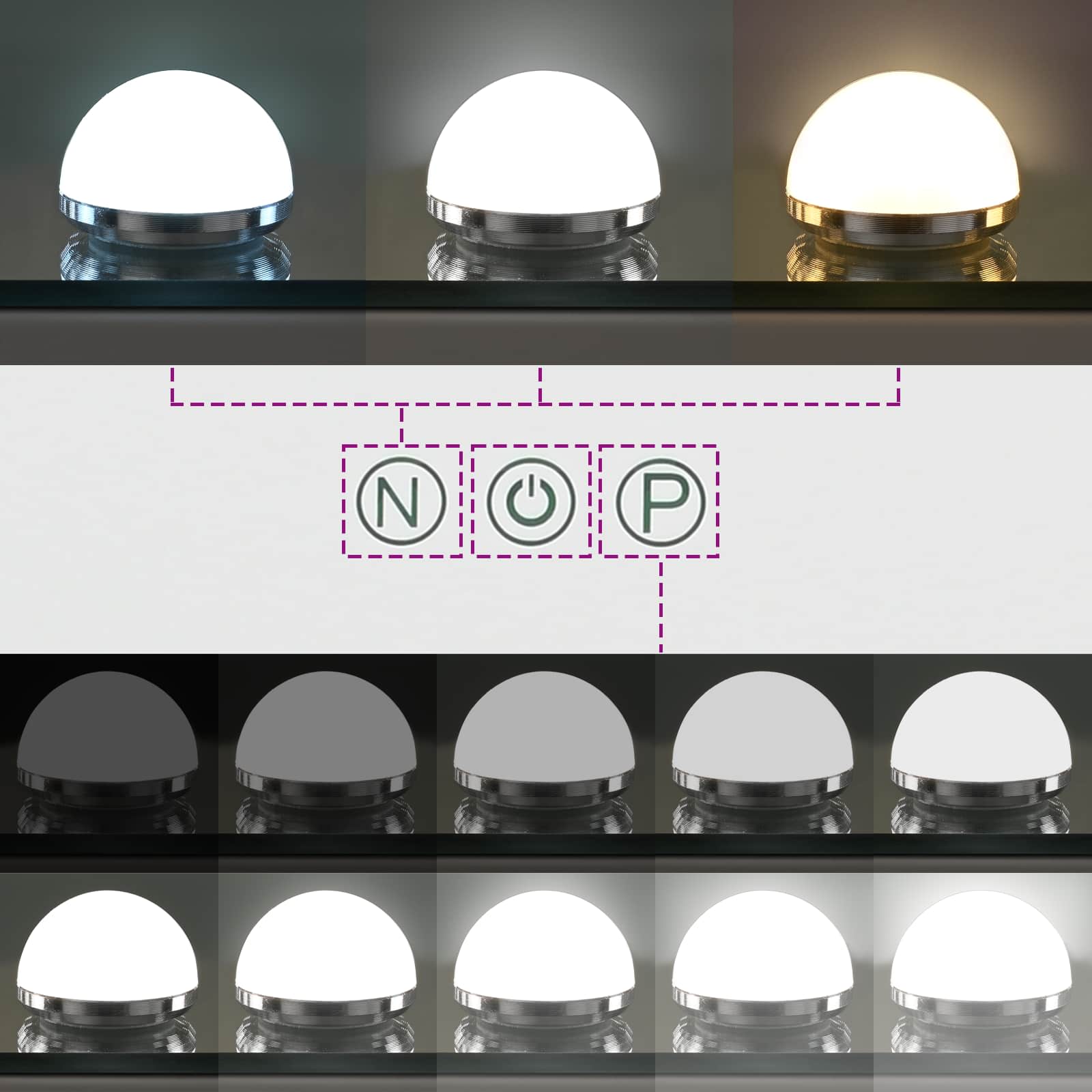 LED Make-up Spiegel Wit 50 x 10 x 44 cm Glas en Staal is nu te koop bij PeponiXL, paradijselijk wonen!