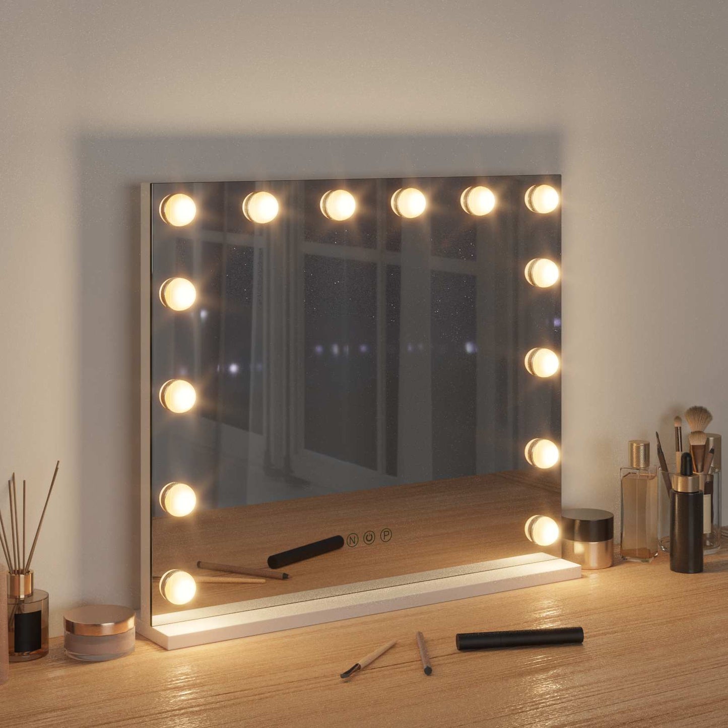 LED Make-up Spiegel Wit 50 x 10 x 44 cm Glas en Staal is nu te koop bij PeponiXL, paradijselijk wonen!