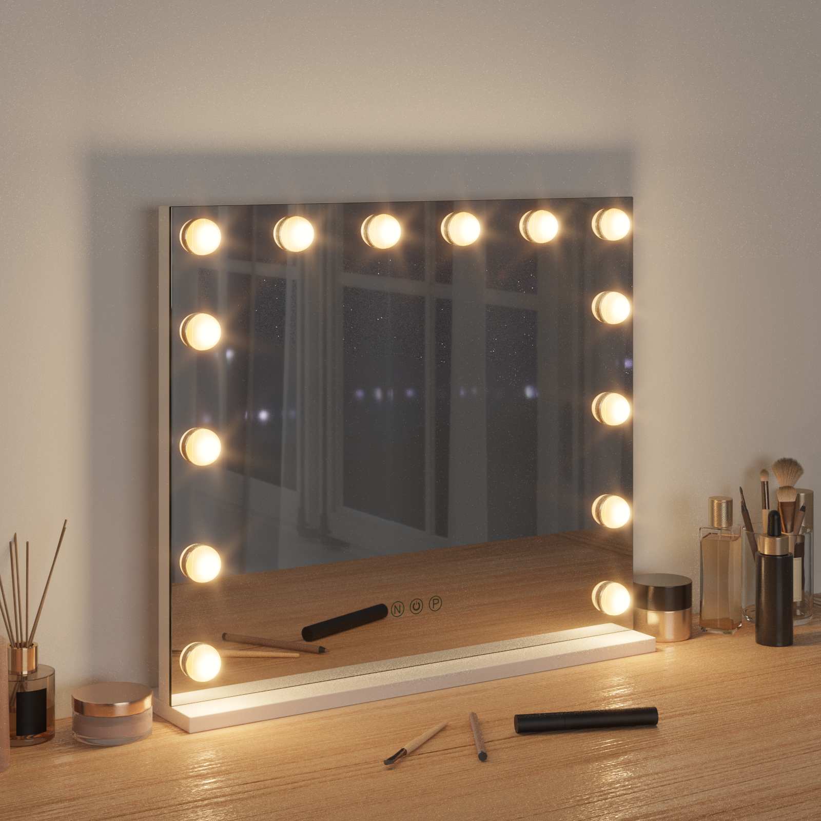LED Make-up Spiegel Wit 50 x 10 x 44 cm Glas en Staal is nu te koop bij PeponiXL, paradijselijk wonen!
