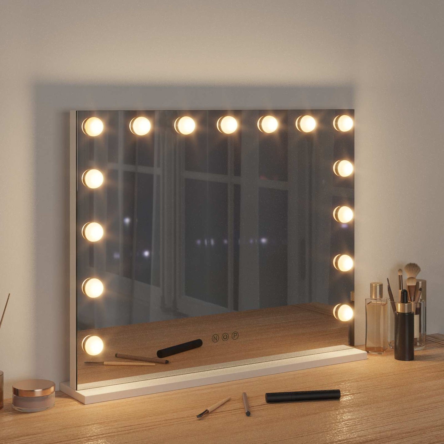 LED Make-up Spiegel Wit 58 x 10 x 47 cm Glas en Staal is nu te koop bij PeponiXL, paradijselijk wonen!