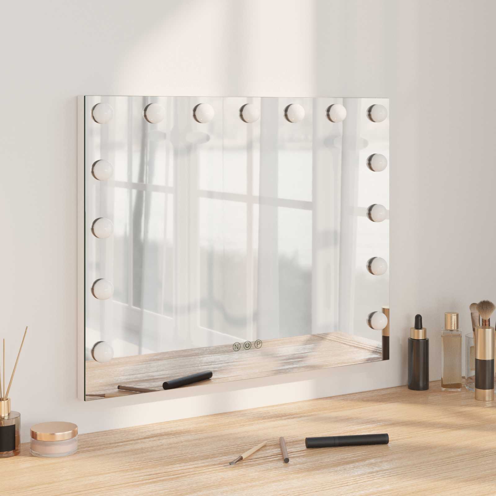 LED Make-up Spiegel Wit 58 x 10 x 47 cm Glas en Staal is nu te koop bij PeponiXL, paradijselijk wonen!