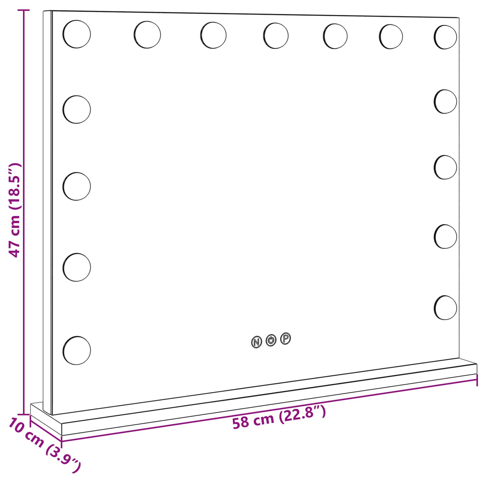 LED Make-up Spiegel Wit 58 x 10 x 47 cm Glas en Staal is nu te koop bij PeponiXL, paradijselijk wonen!