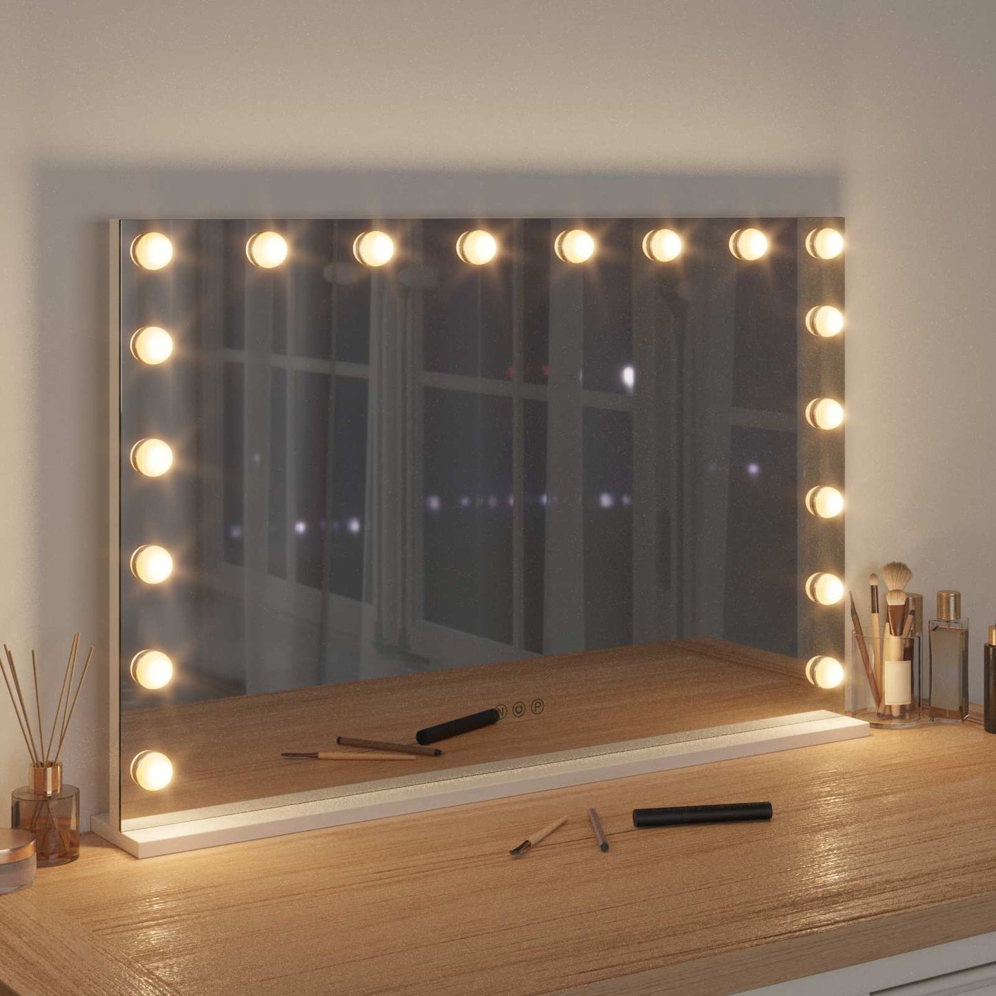 LED Make-up Spiegel Wit 80 x 10 x 52,5 cm Glas en Staal is nu te koop bij PeponiXL, paradijselijk wonen!