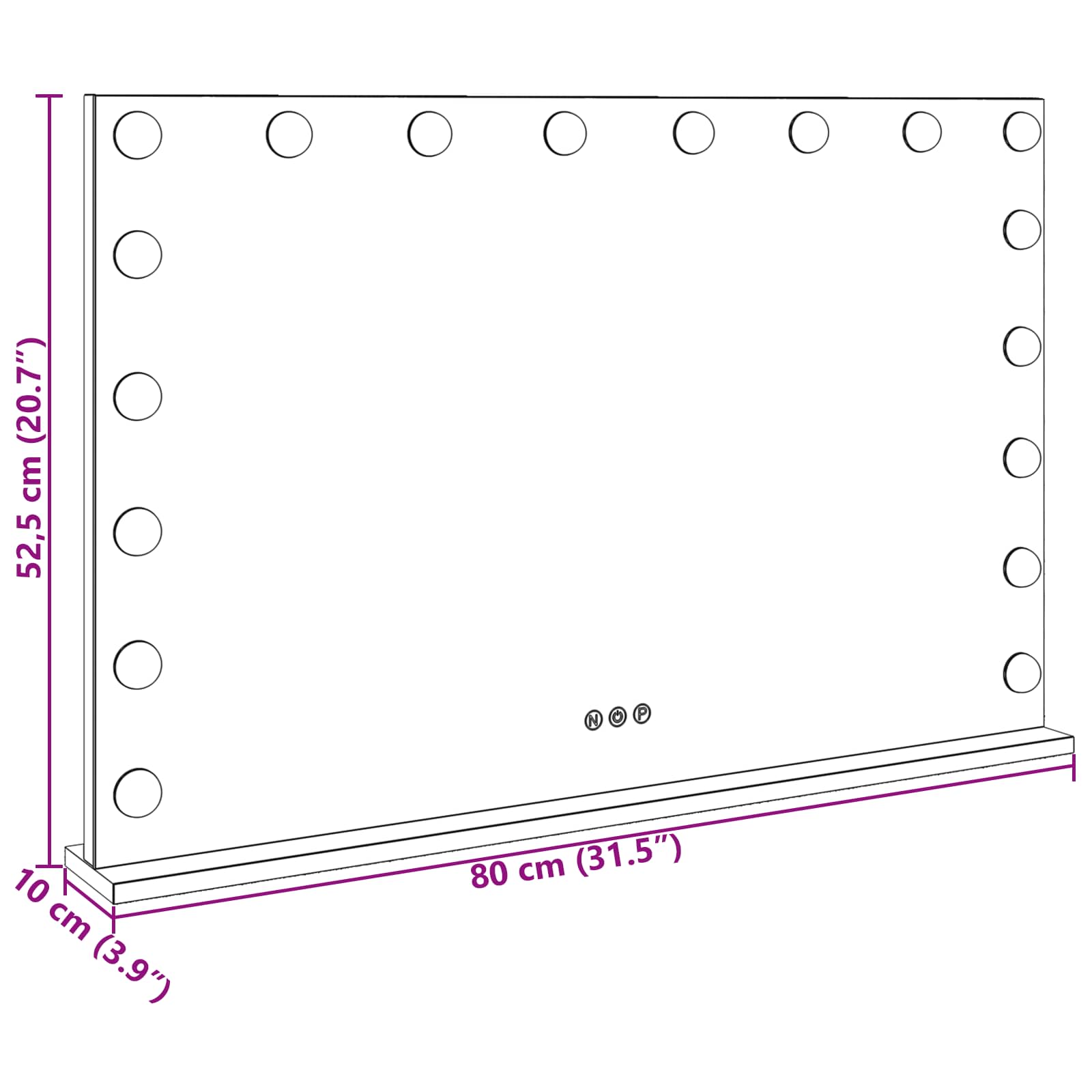 LED Make-up Spiegel Wit 80 x 10 x 52,5 cm Glas en Staal is nu te koop bij PeponiXL, paradijselijk wonen!