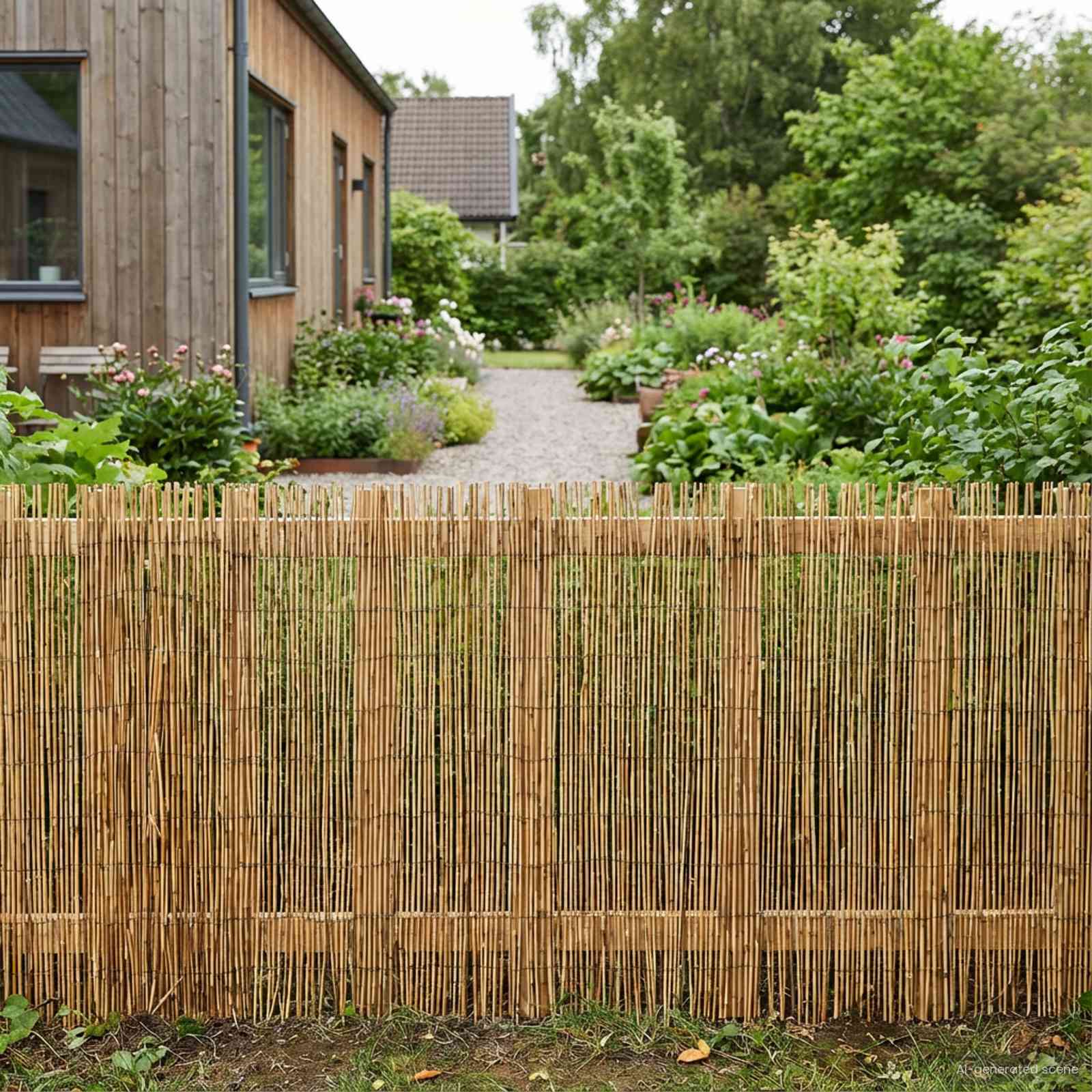 Tuinhek Geë carboniseerd 600 x 90 cm Riet is nu te koop bij PeponiXL, paradijselijk wonen!