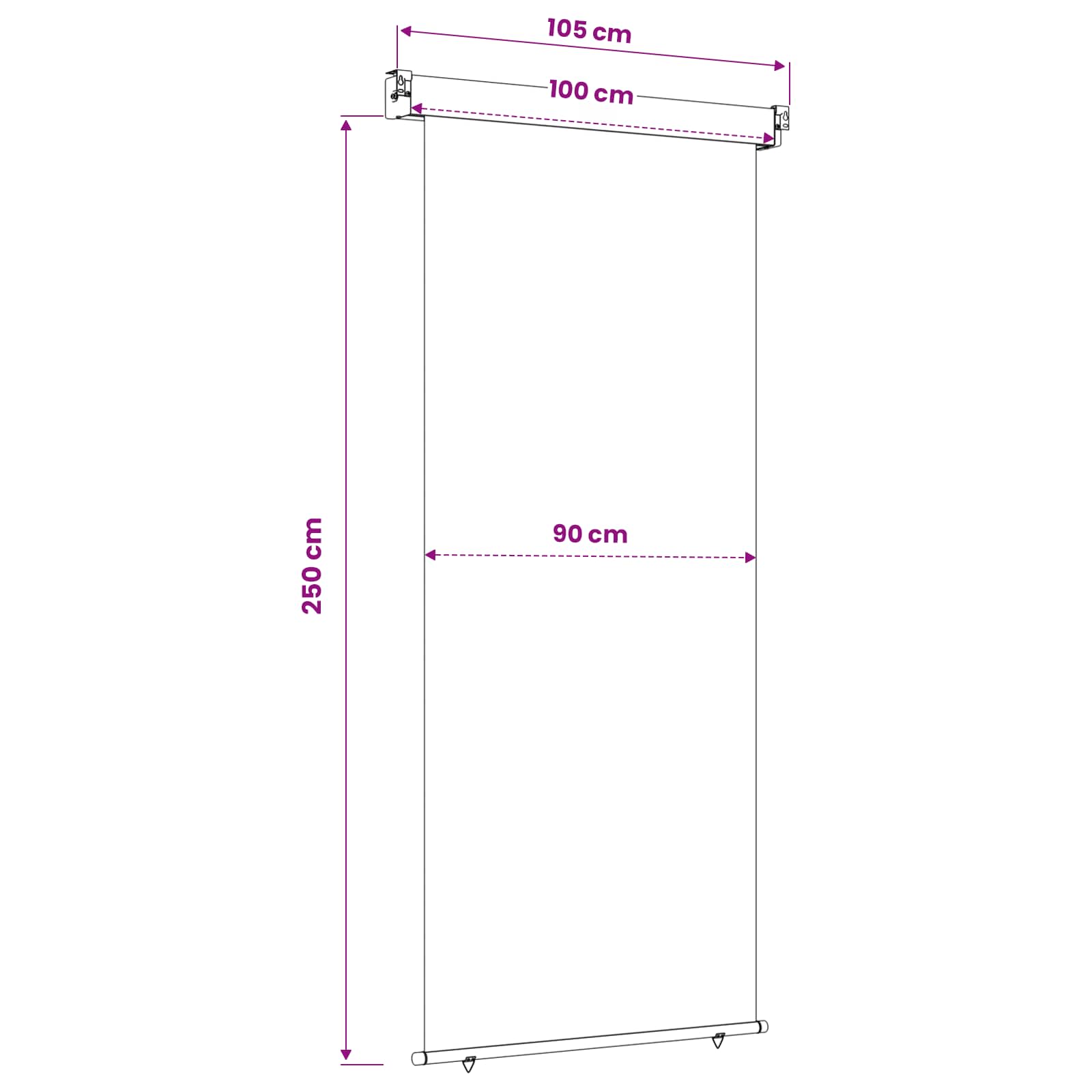 Zijscherm Balkon 100 x 250 cm 100% polyester ijzer staal is nu te koop bij PeponiXL, paradijselijk wonen!