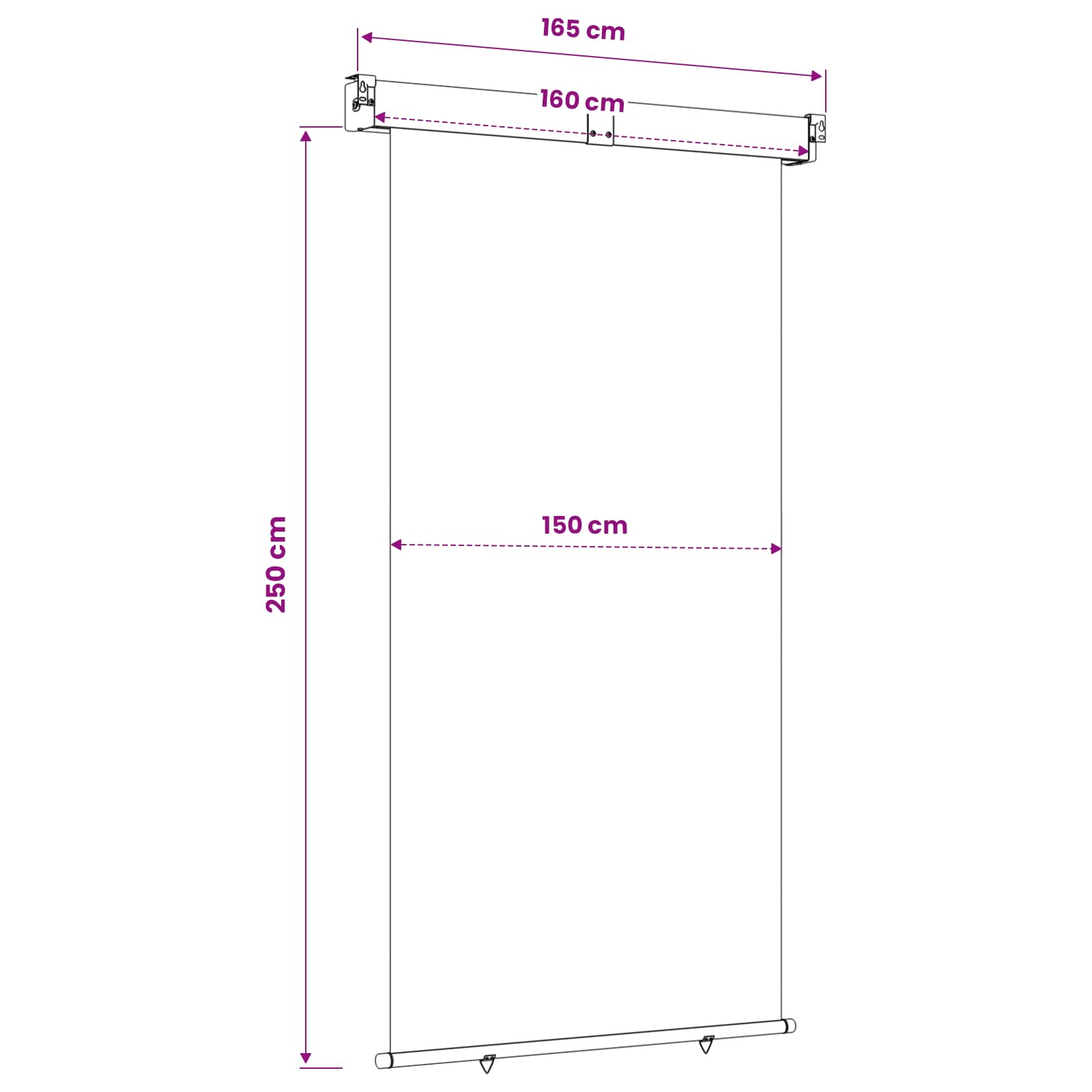 Zijscherm Balkon 160 x 250 cm 100% polyester ijzer staal is nu te koop bij PeponiXL, paradijselijk wonen!