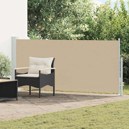 Uittrekbaar Zijscherm 117 x 500 cm Polyester Rechthoekig Beige is nu te koop bij PeponiXL, paradijselijk wonen!