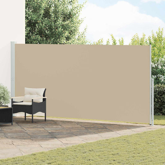 Uittrekbaar Zijscherm 180 x 600 cm Polyester Rechthoekig Beige is nu te koop bij PeponiXL, paradijselijk wonen!
