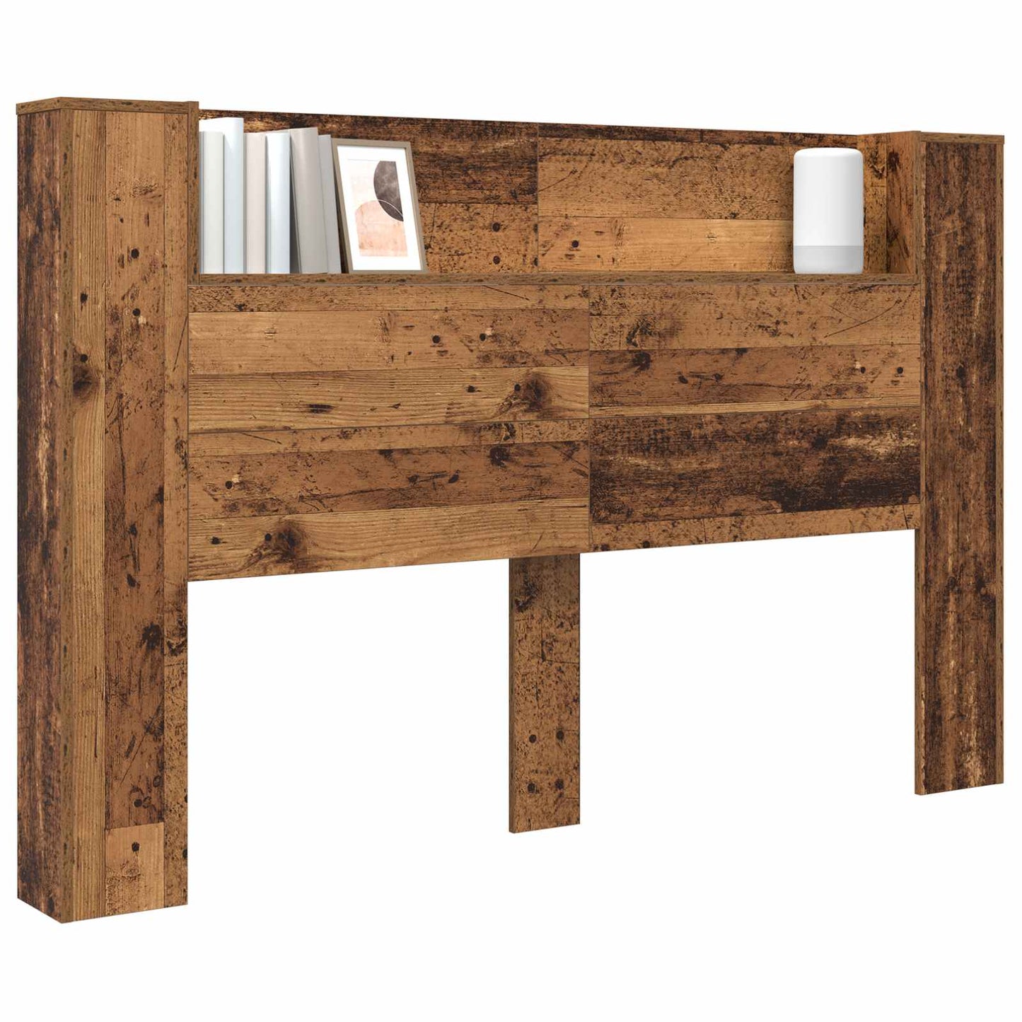 Hoofdbord met opbergruimte en LED Oud hout 160 cm Bewerkt hout is nu te koop bij PeponiXL, paradijselijk wonen!