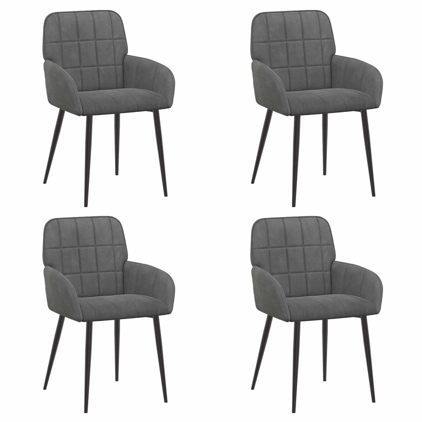 Eettafelstoelen 4 pcs fluweel Donkergrijs 57 x 50 x 85 cm is nu te koop bij PeponiXL, paradijselijk wonen!